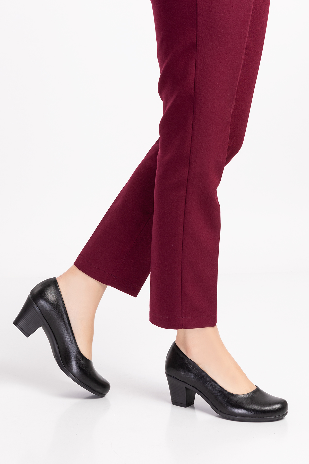 Gondol Hakiki Deri Klasik Orta Boy Topuklu Ayakkabı Vdt.200 - Görsel 5
