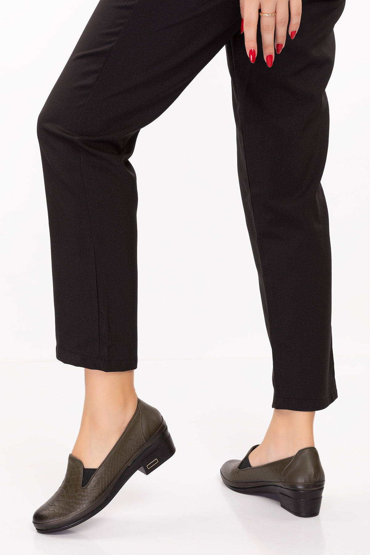 Gondol Hakiki Deri Kısa Topuklu Lastik Detaylı Ayakkabı msa.65 - Görsel 5