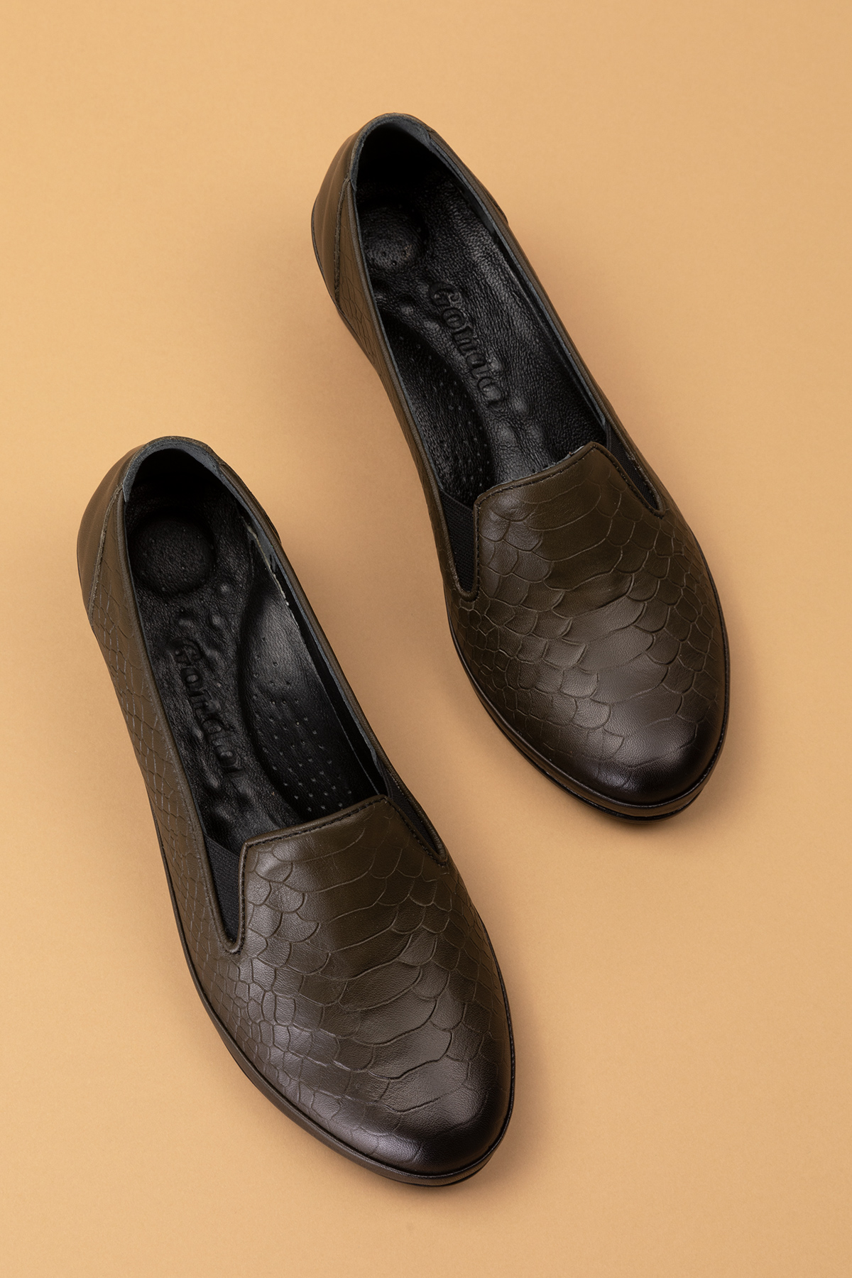 Gondol Hakiki Deri Kısa Topuklu Lastik Detaylı Ayakkabı msa.65 - Görsel 8