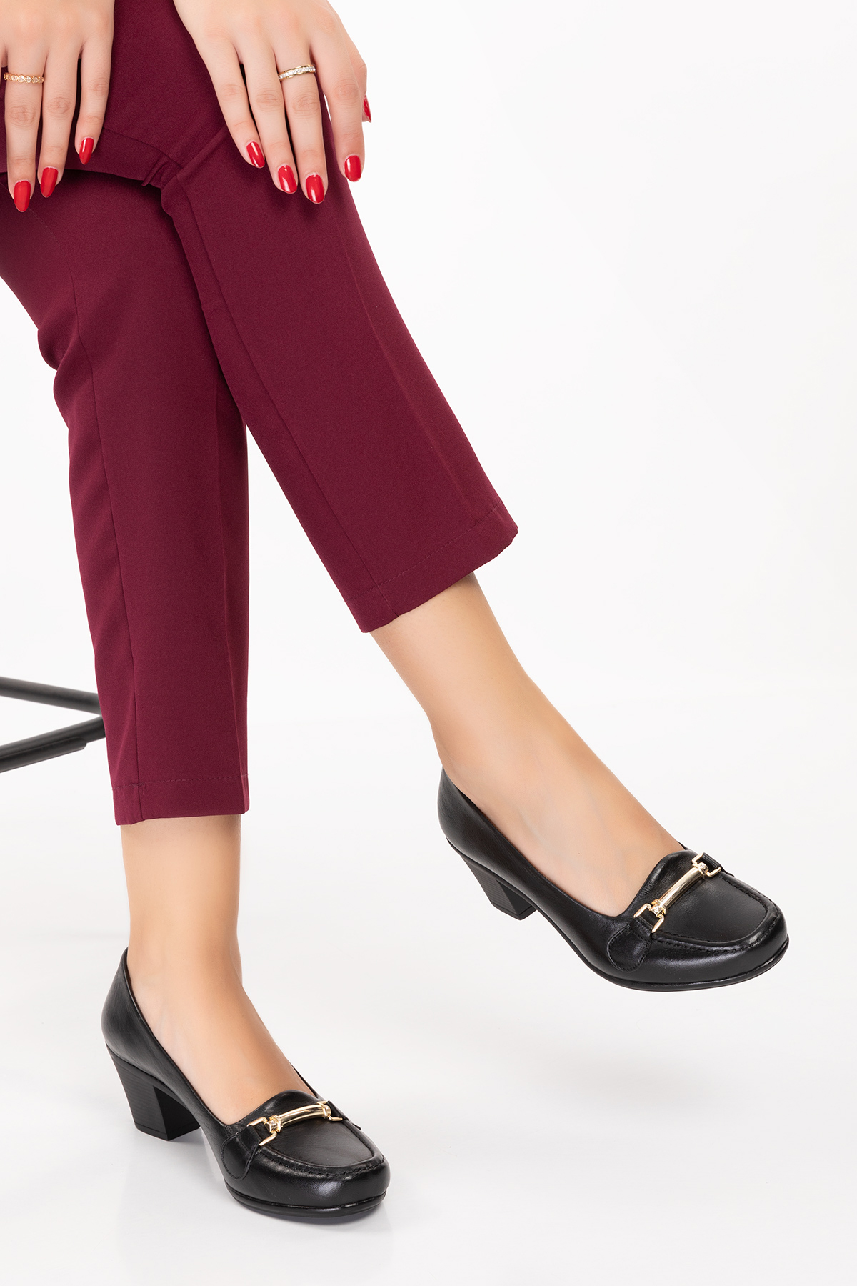 Gondol Hakiki Deri Rahat Klasik Topuklu Ayakkabı vdt.71 - Görsel 2