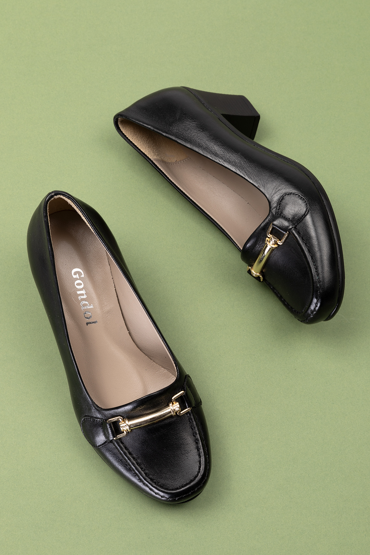 Gondol Hakiki Deri Rahat Klasik Topuklu Ayakkabı vdt.71 - Görsel 3