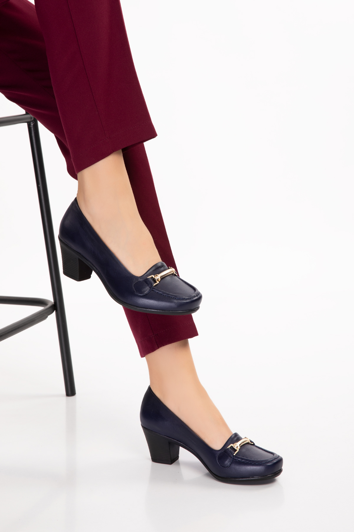 Gondol Hakiki Deri Rahat Klasik Topuklu Ayakkabı vdt.71 - Görsel 9