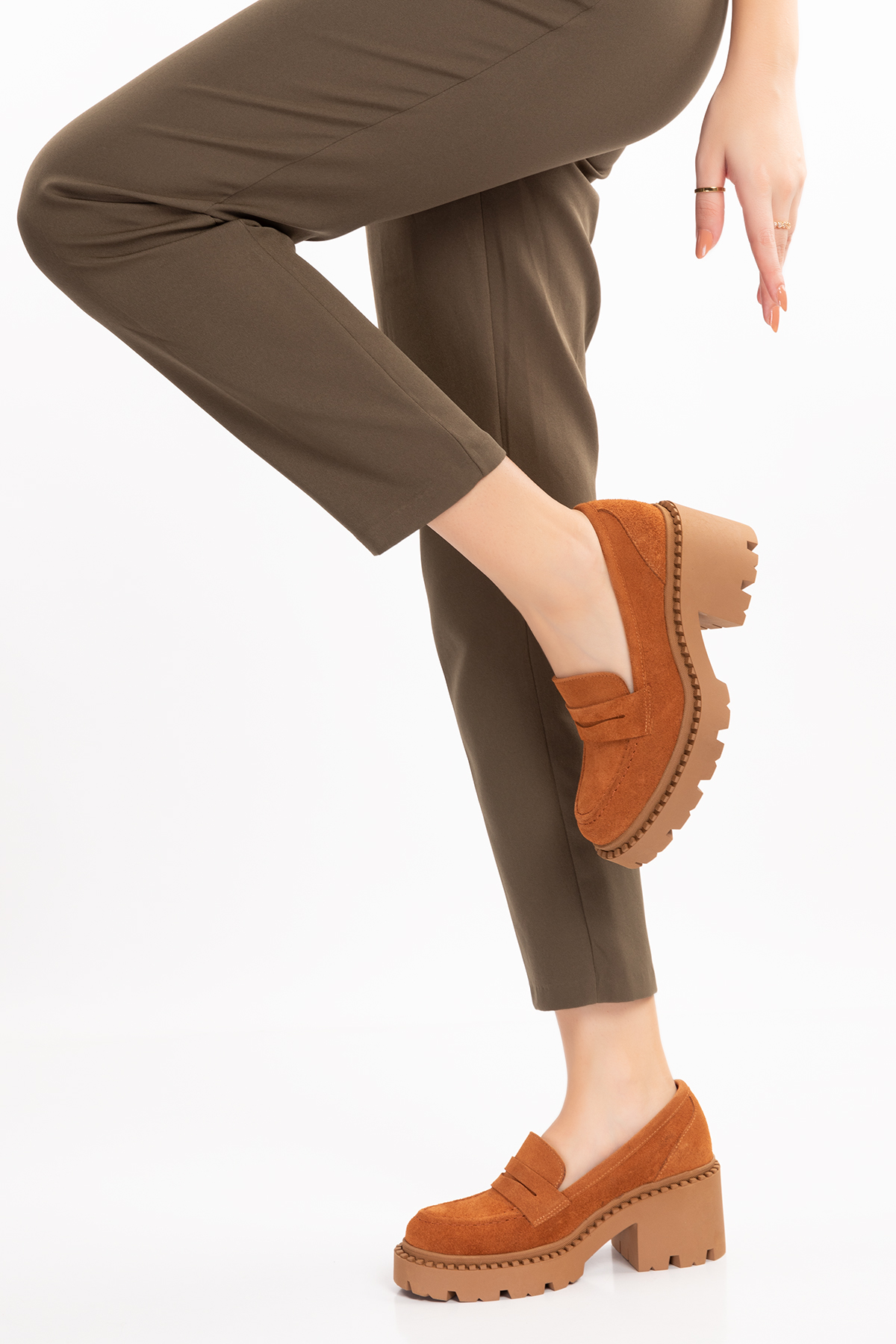 Gondol Hakiki Deri Kalın Taban Platform Topuklu Ayakkabı vtg.23802 - Görsel 3