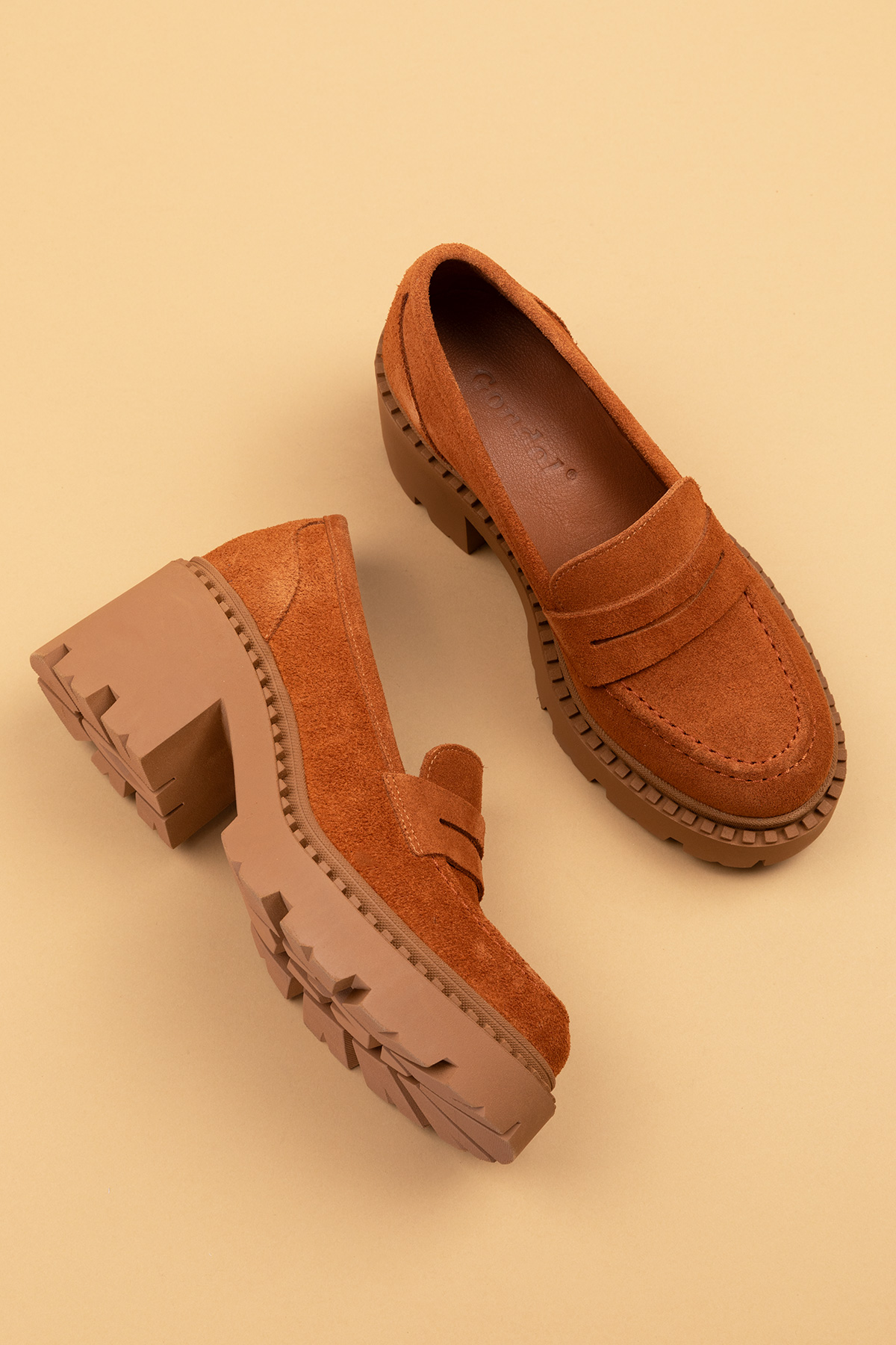 Gondol Hakiki Deri Kalın Taban Platform Topuklu Ayakkabı vtg.23802 - Görsel 5