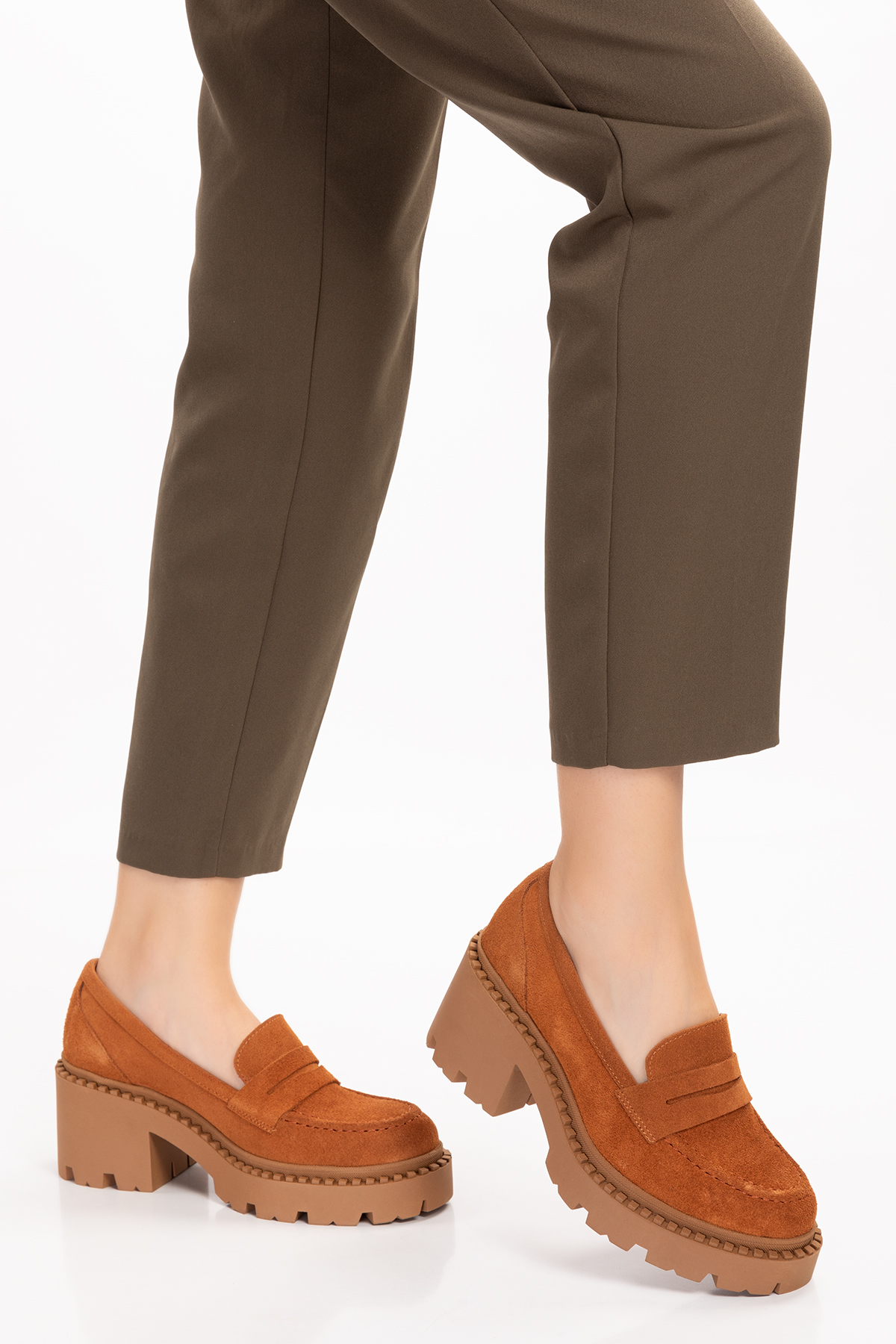 Gondol Hakiki Deri Kalın Taban Platform Topuklu Ayakkabı vtg.23802 - Görsel 8