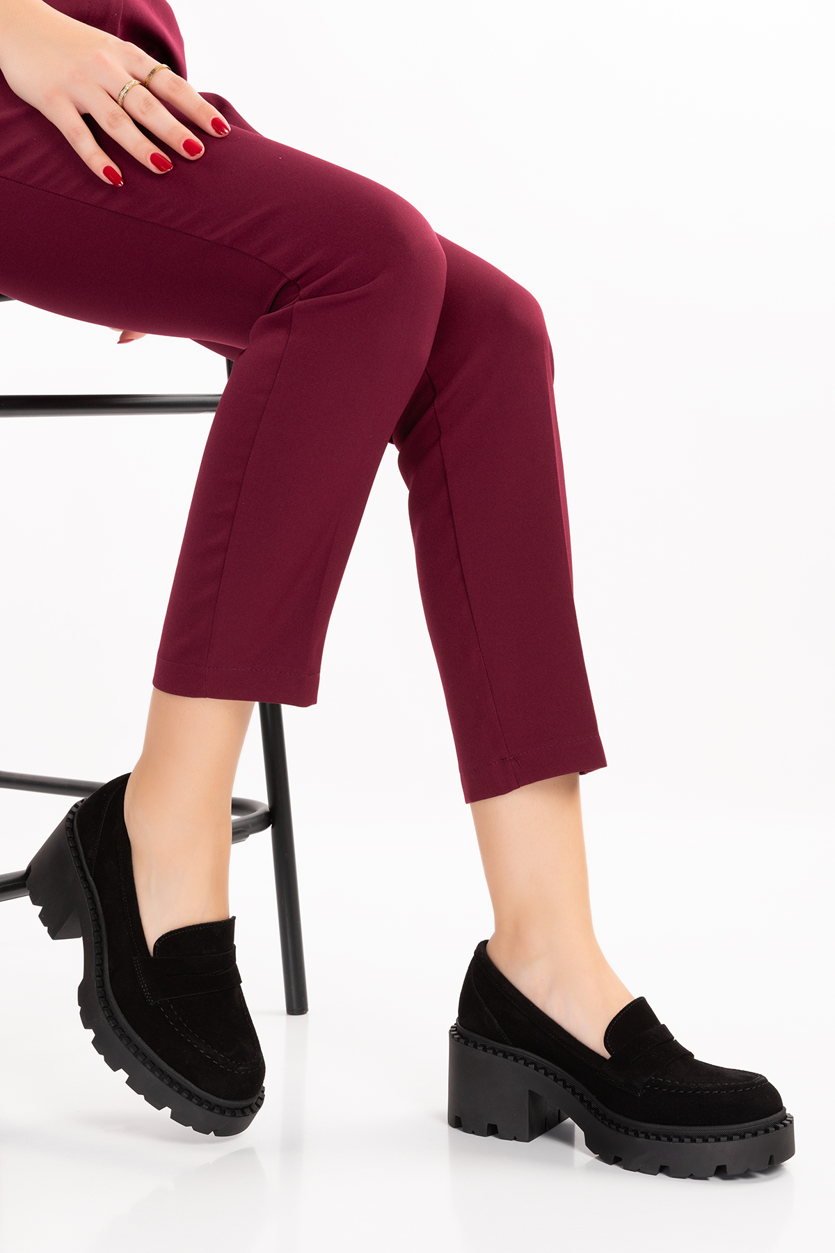 Gondol Hakiki Deri Kalın Taban Platform Topuklu Ayakkabı vtg.23802 - Görsel 2