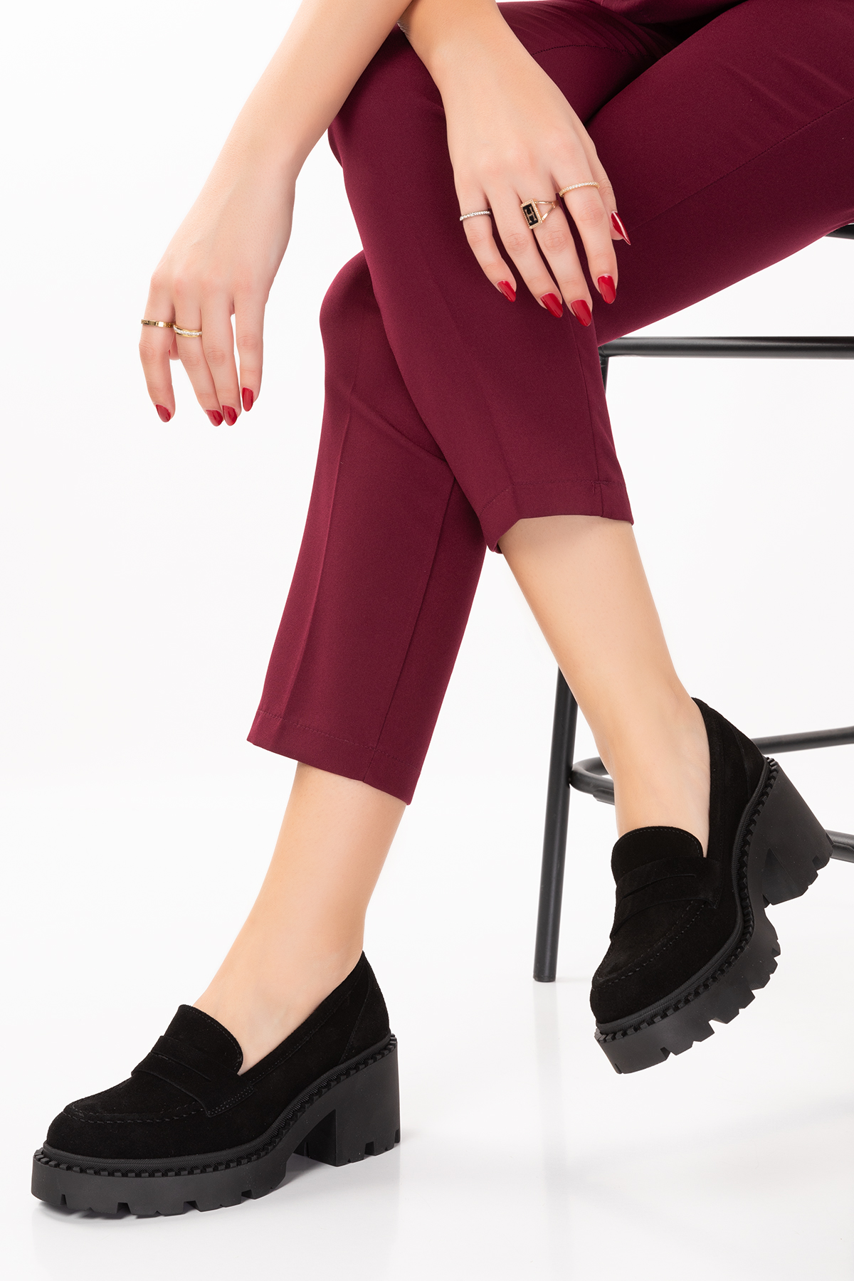 Gondol Hakiki Deri Kalın Taban Platform Topuklu Ayakkabı vtg.23802 - Görsel 4