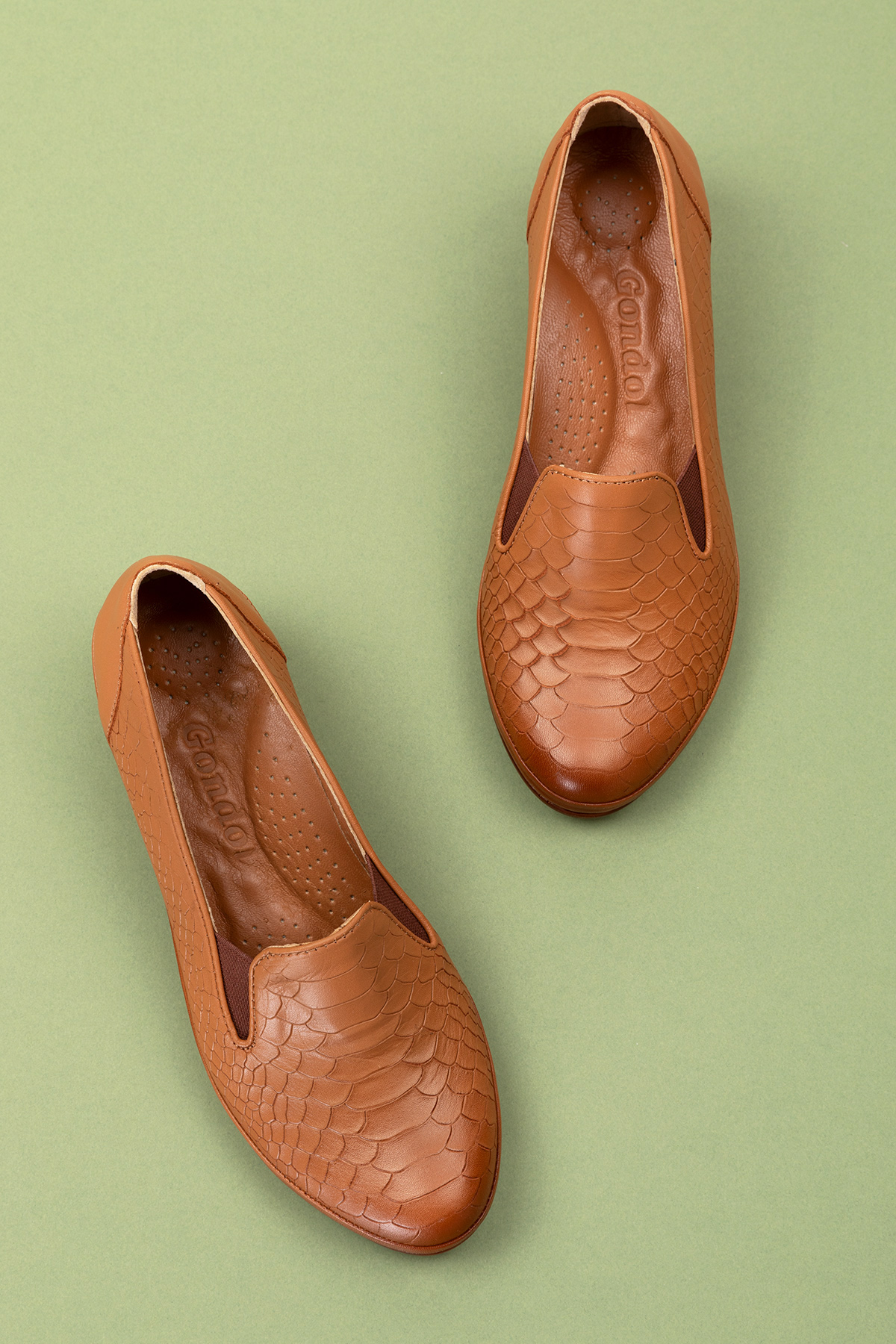 Gondol Hakiki Deri Kısa Topuklu Lastik Detaylı Ayakkabı msa.65 - Görsel 4