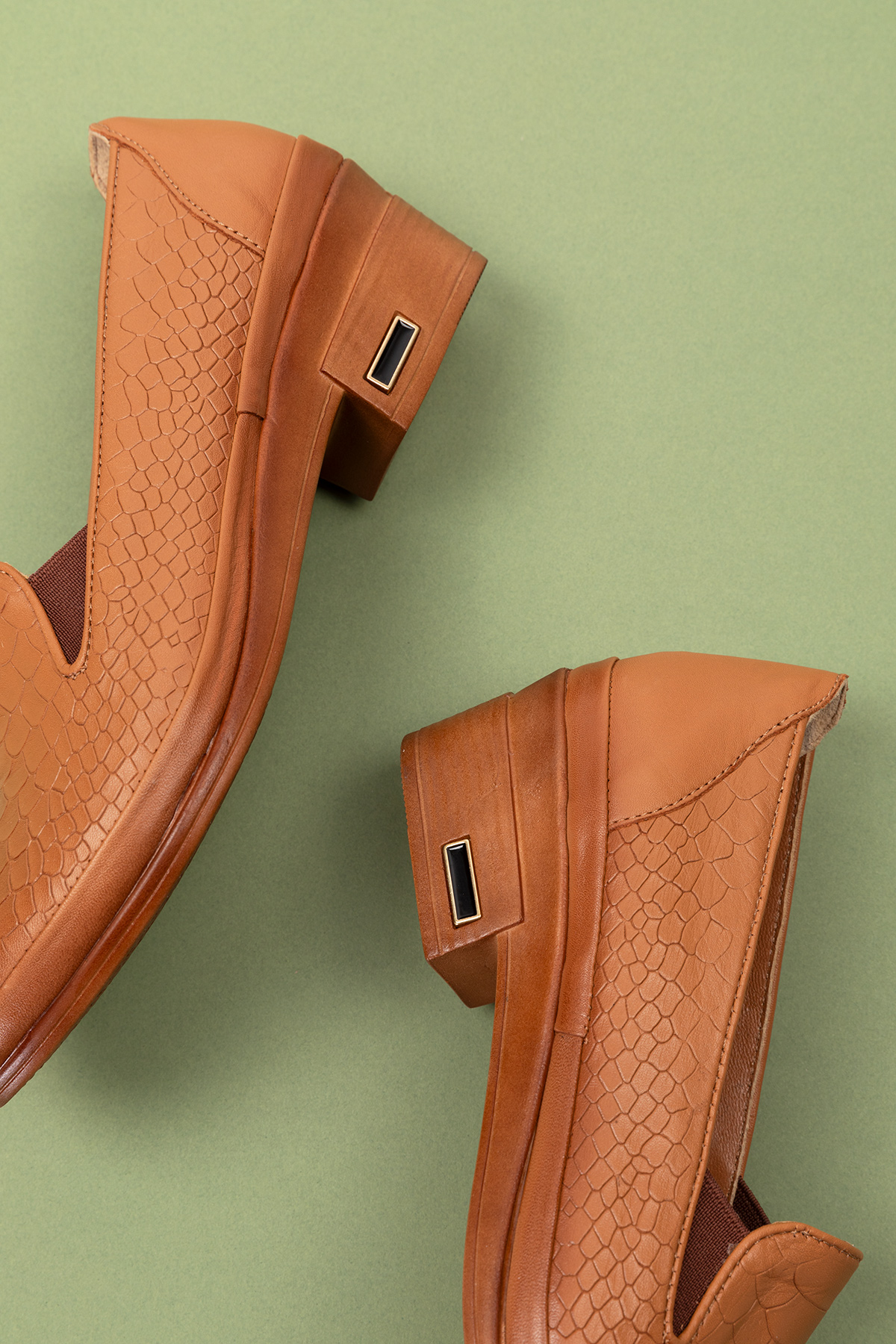 Gondol Hakiki Deri Kısa Topuklu Lastik Detaylı Ayakkabı msa.65 - Görsel 5