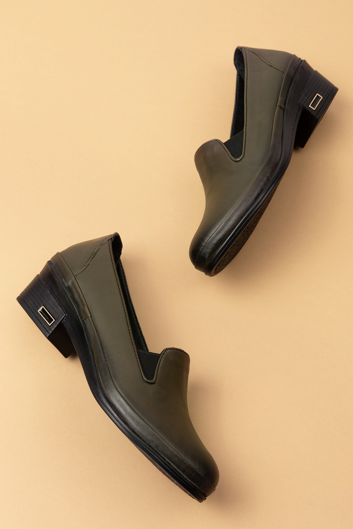 Gondol Hakiki Deri Kısa Topuklu Lastik Detaylı Ayakkabı msa.65 - Görsel 9