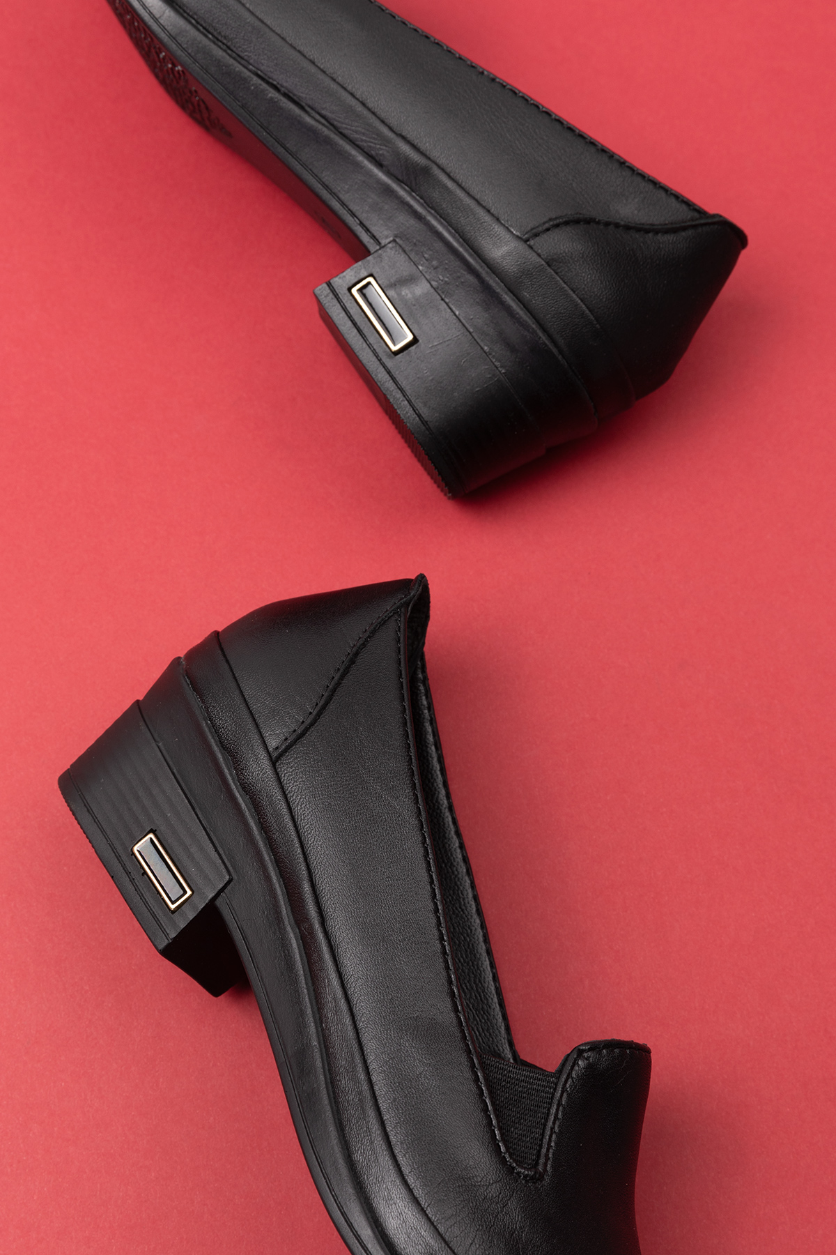 Gondol Hakiki Deri Kısa Topuklu Lastik Detaylı Ayakkabı msa.65 - Görsel 4