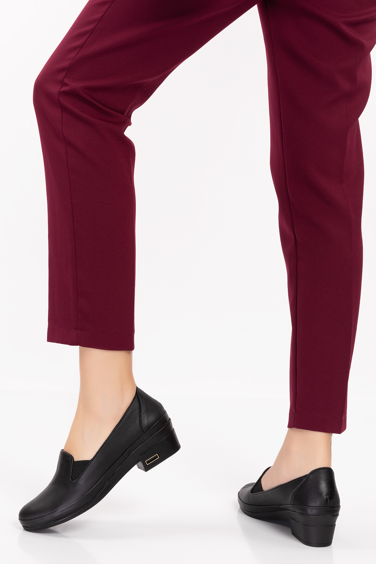 Gondol Hakiki Deri Kısa Topuklu Lastik Detaylı Ayakkabı msa.65 - Görsel 5