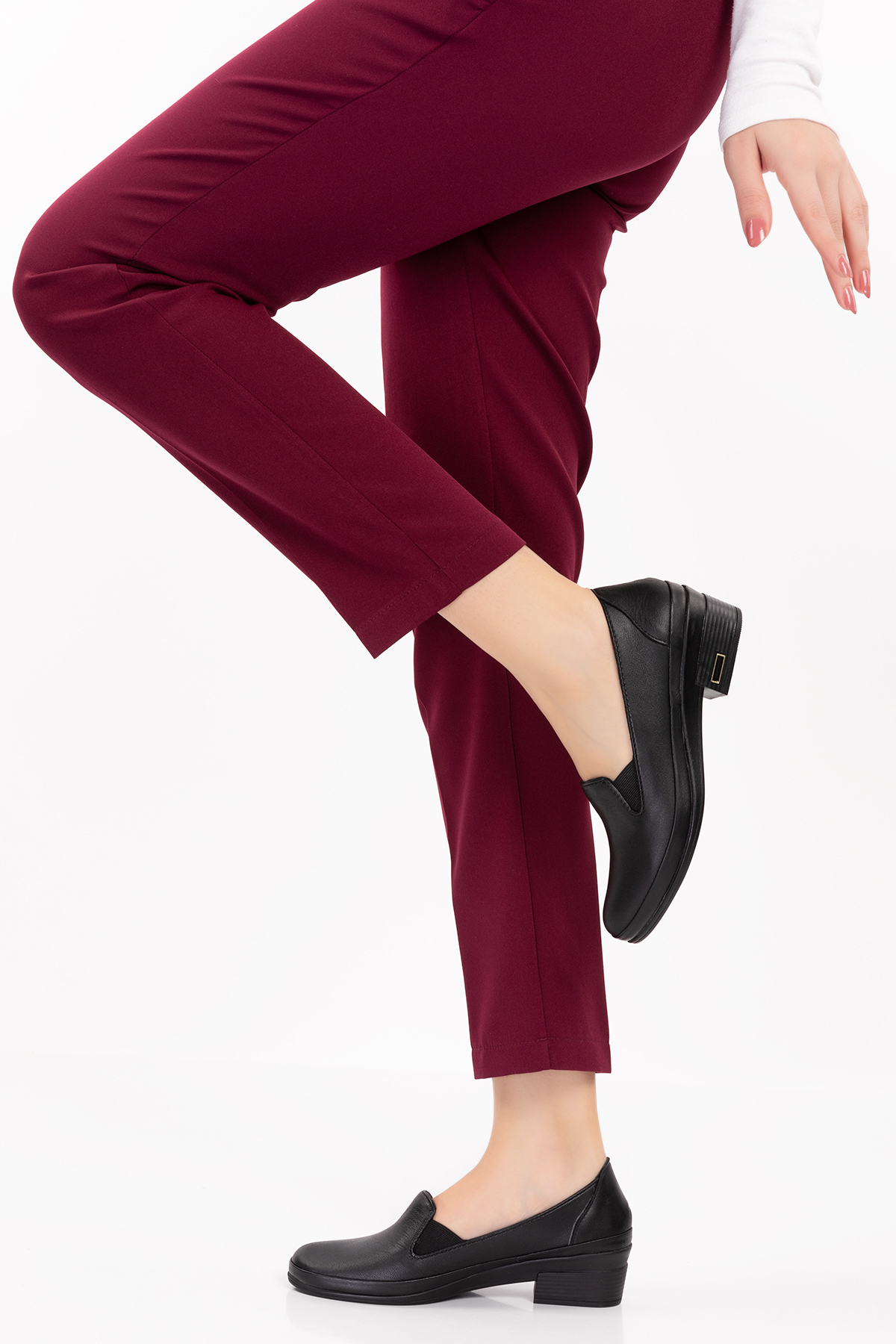 Gondol Hakiki Deri Kısa Topuklu Lastik Detaylı Ayakkabı msa.65 - Görsel 6