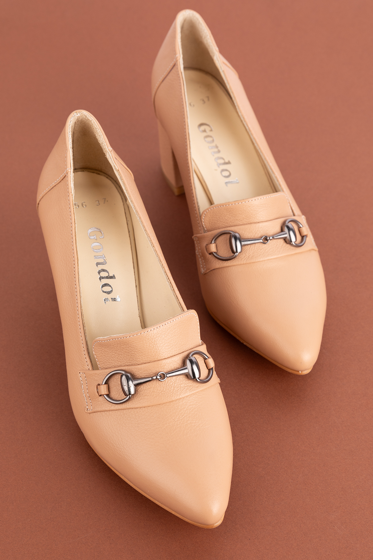 Gondol Kadın Hakiki Deri Klasik Topuklu Toka Detaylı Ayakkabı şhn.956 - Görsel 3