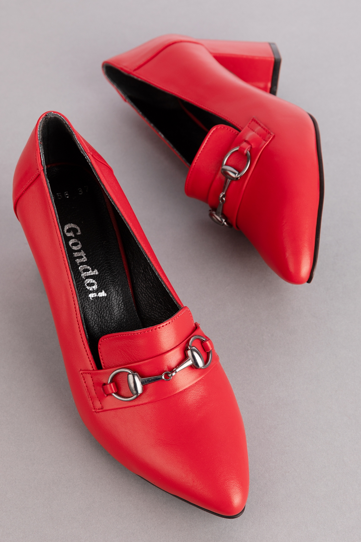 Gondol Kadın Hakiki Deri Klasik Topuklu Toka Detaylı Ayakkabı şhn.956 - Görsel 9