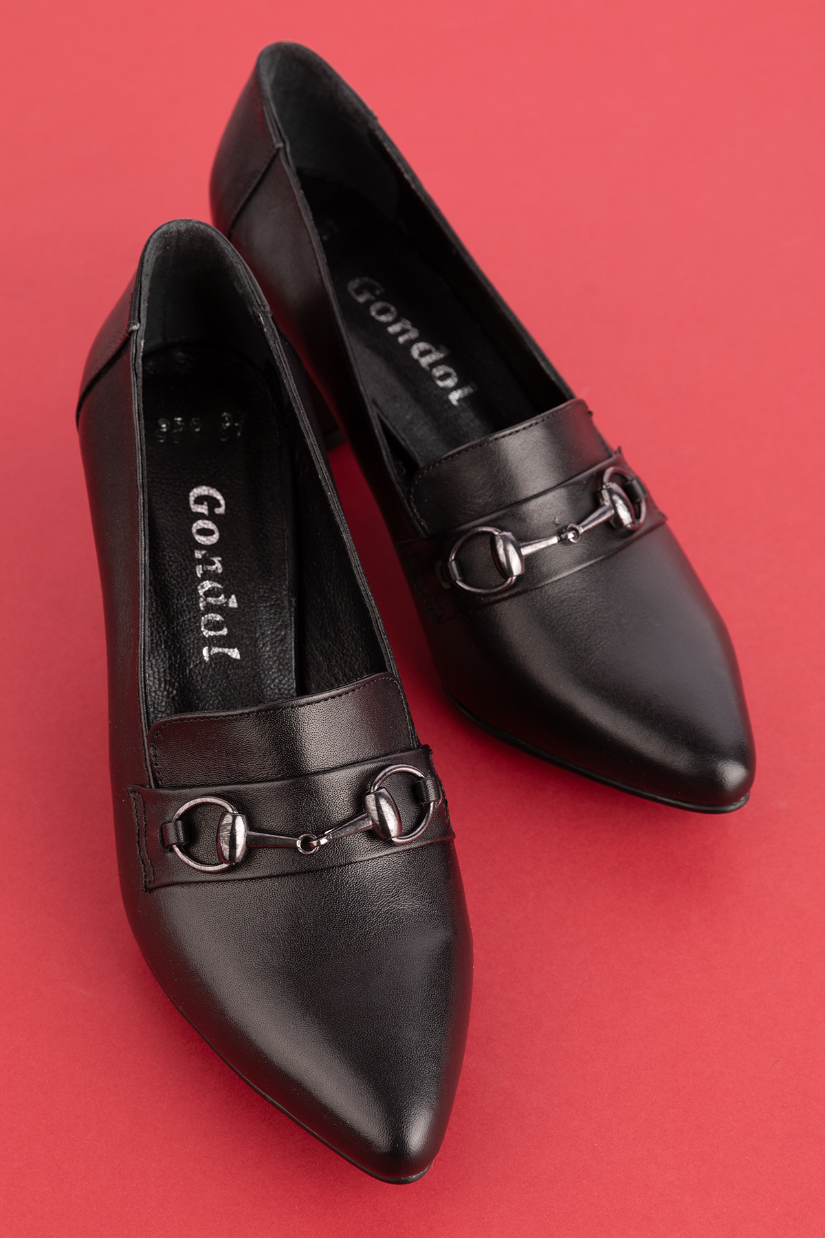 Gondol Kadın Hakiki Deri Klasik Topuklu Toka Detaylı Ayakkabı şhn.956 - Görsel 3