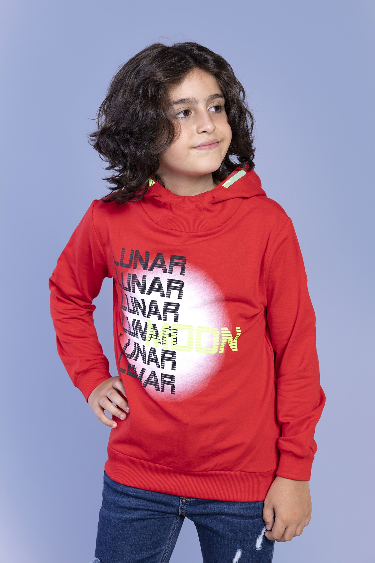 Toontoy Erkek Çocuk Kapüşonlu Baskılı Sweatshirt