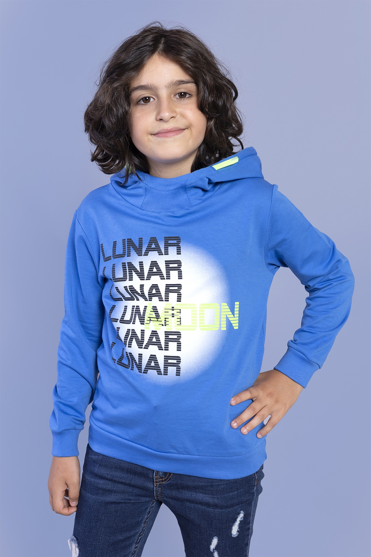 Toontoy Erkek Çocuk Kapüşonlu Baskılı Sweatshirt