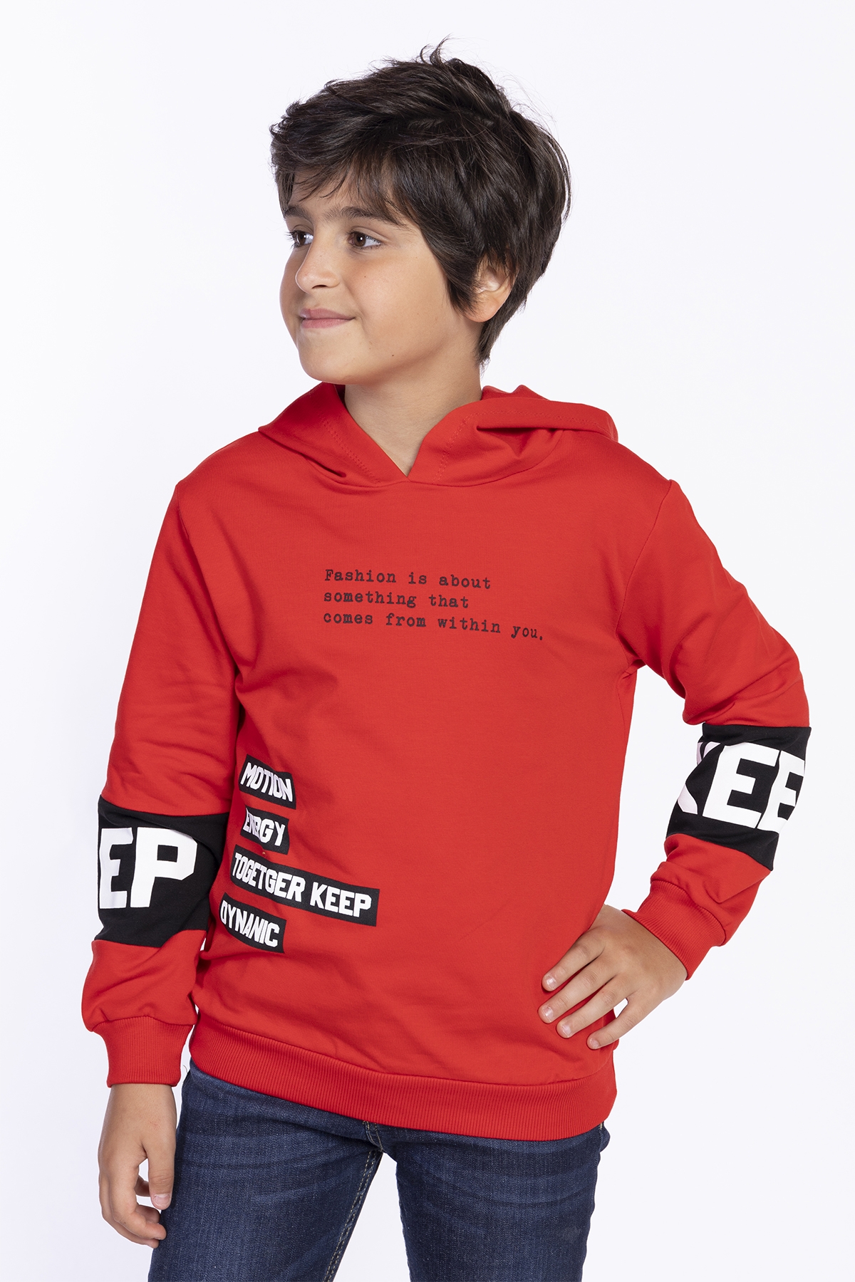 Toontoy Erkek Çocuk Kapşonlu Kolları Garnili Sweatshirt