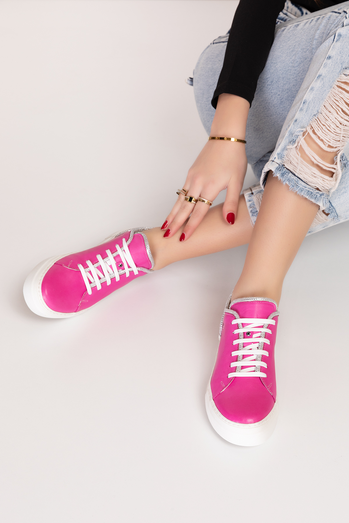 Gondol Hakiki Deri Taş Detay Anatomik Taban Spor Ayakkabı Als.1358 - Görsel 3