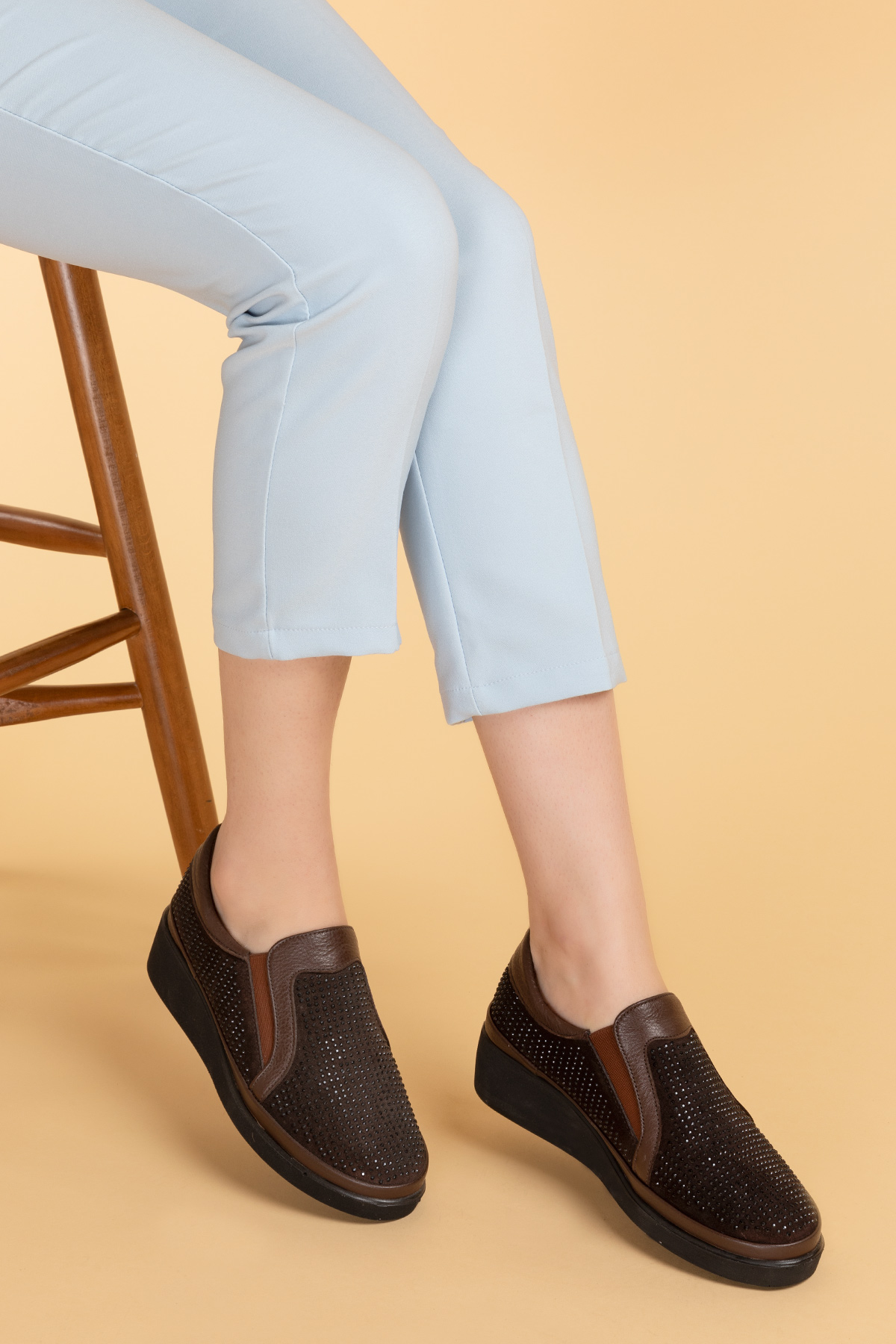 Gondol Hakiki Deri Anatomik Taban Taş Detaylı Ayakkabı gndl.19570 - Görsel 5