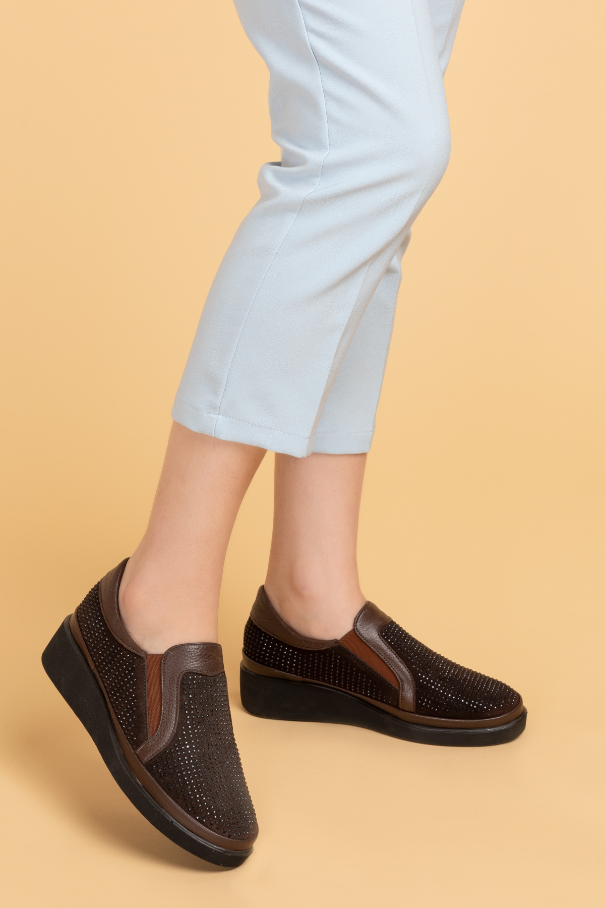 Gondol Hakiki Deri Anatomik Taban Taş Detaylı Ayakkabı gndl.19570 - Görsel 6