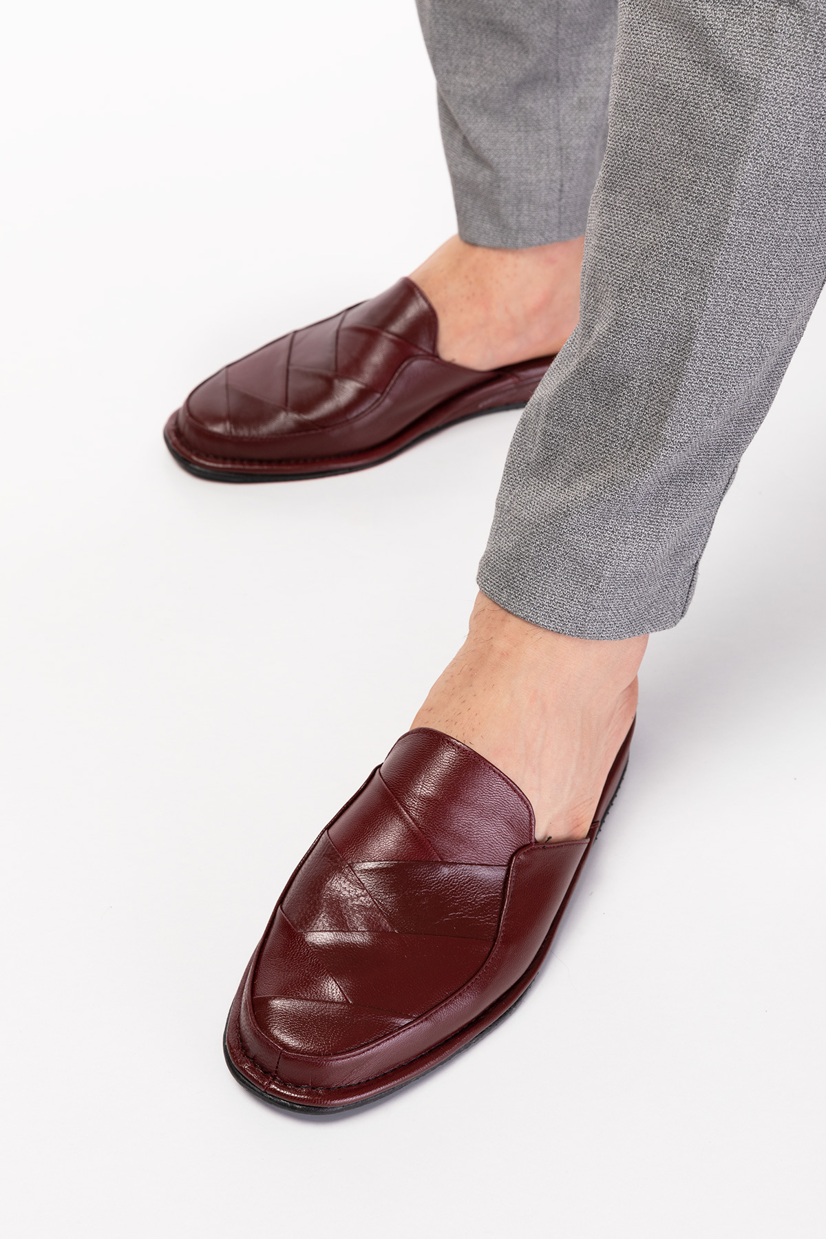 Gondol Erkek Hakiki Deri Damat Ev Terliği kayaş.105 - Görsel 2