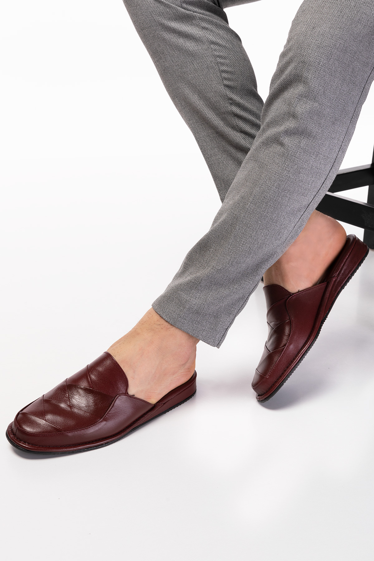 Gondol Erkek Hakiki Deri Damat Ev Terliği kayaş.105 - Görsel 5