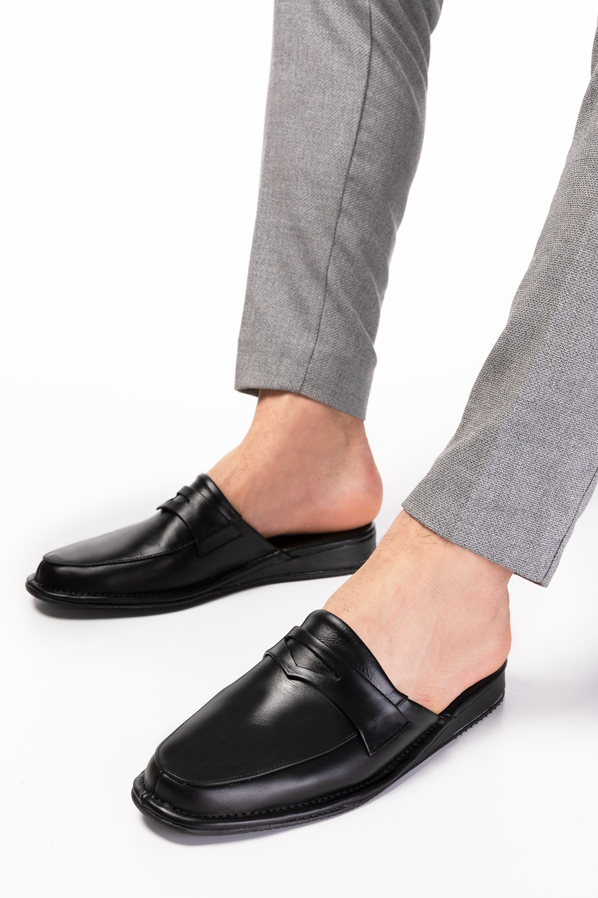 Gondol Erkek Hakiki Deri Damat Ev Terliği kayaş.9011 - Görsel 2