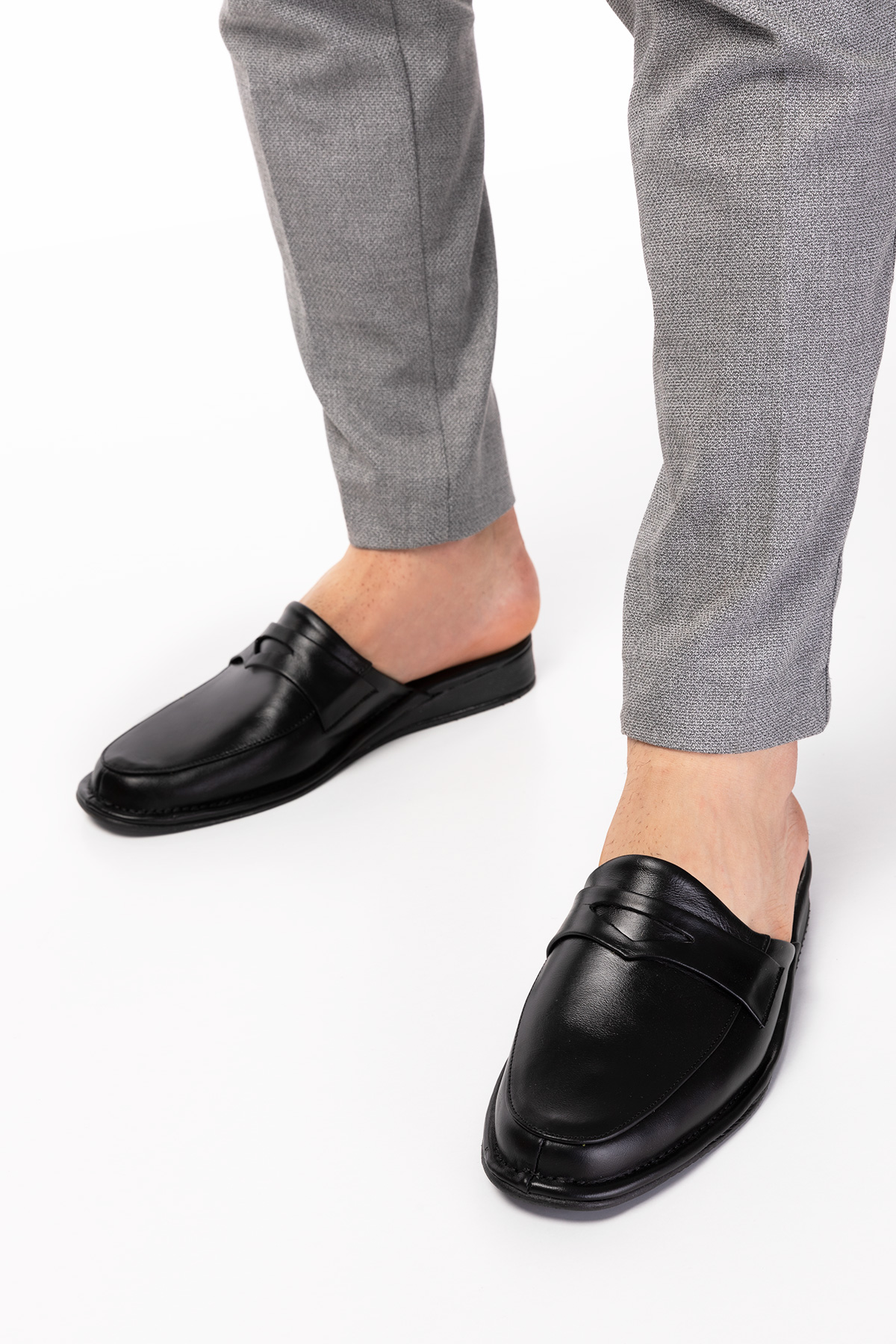 Gondol Erkek Hakiki Deri Damat Ev Terliği kayaş.9011 - Görsel 3