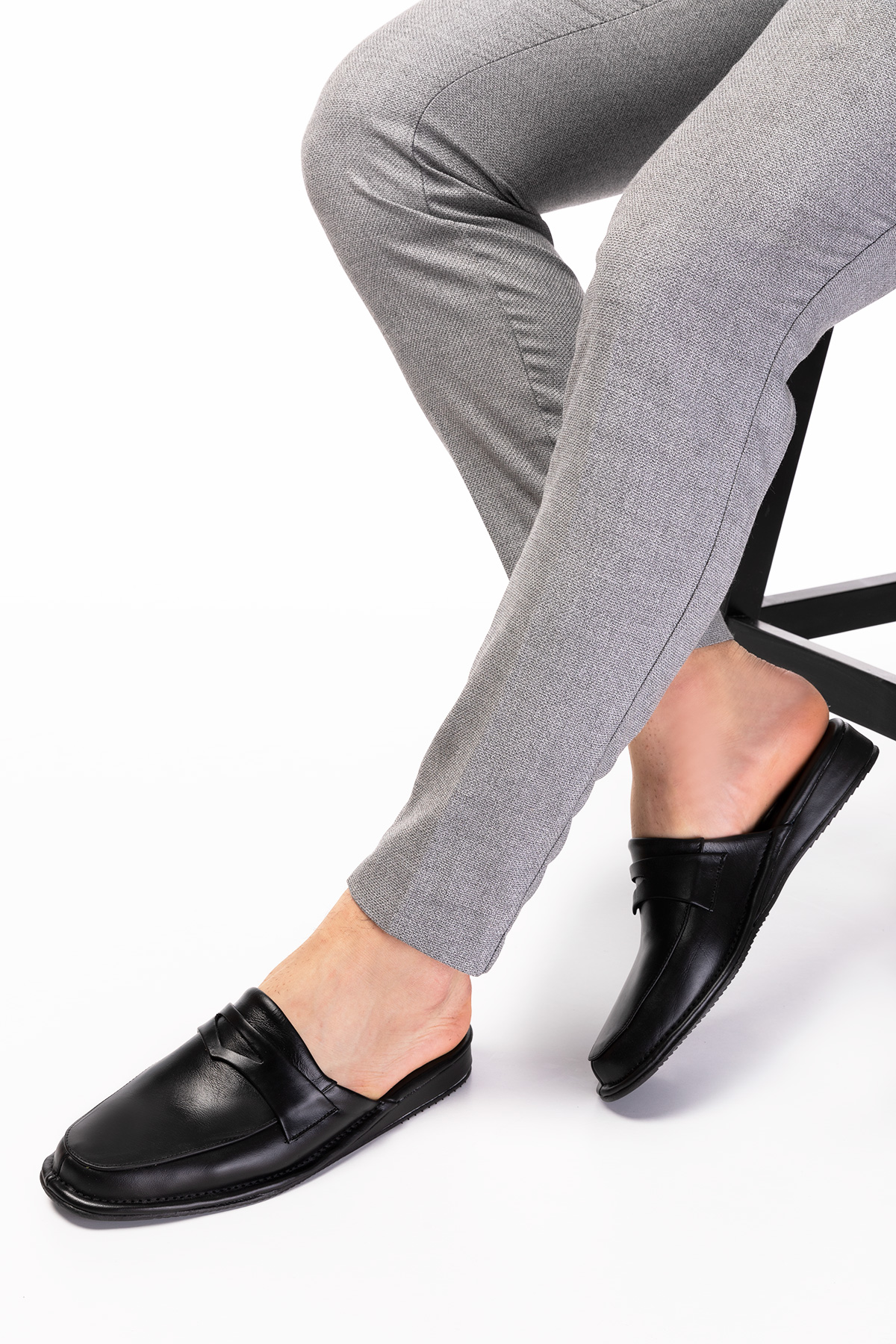 Gondol Erkek Hakiki Deri Damat Ev Terliği kayaş.9011 - Görsel 5