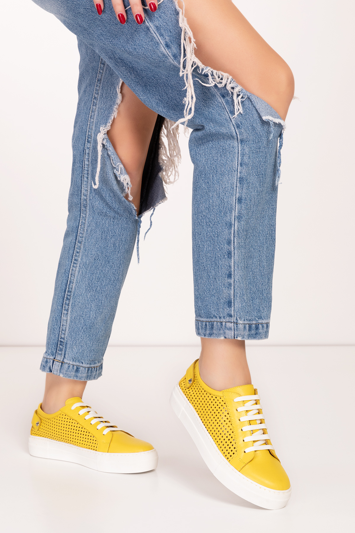 Gondol Kadın Iç Dış Hakiki Deri Günlük Sneaker als.369 - Görsel 4