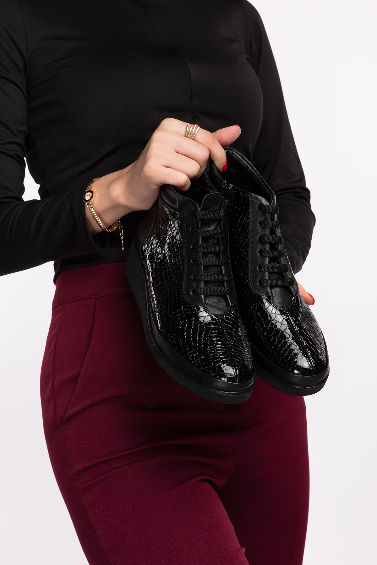 Gondol Kadın Hakiki Deri Petek Desenli Günlük Rahat Bot ndr.3805 - Görsel 3