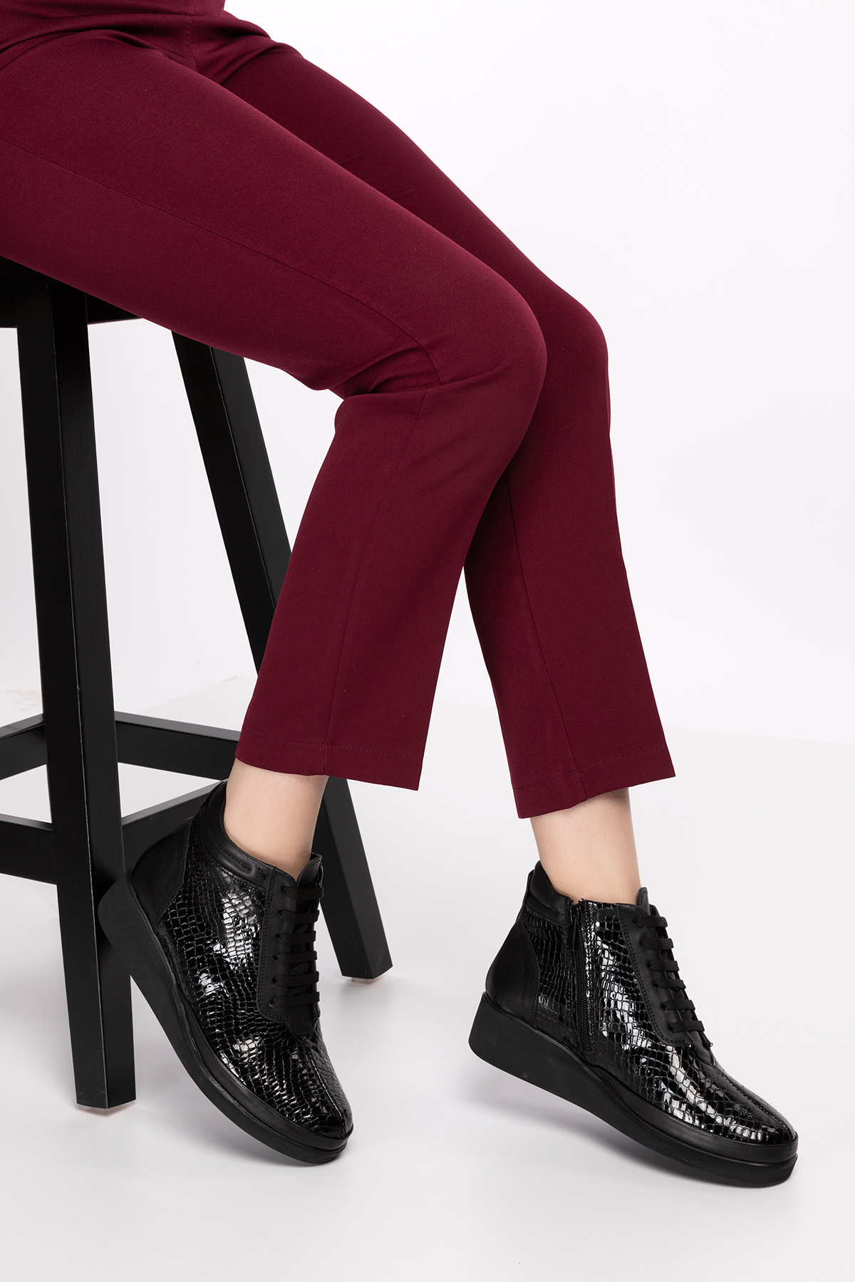 Gondol Kadın Hakiki Deri Petek Desenli Günlük Rahat Bot ndr.3805 - Görsel 4