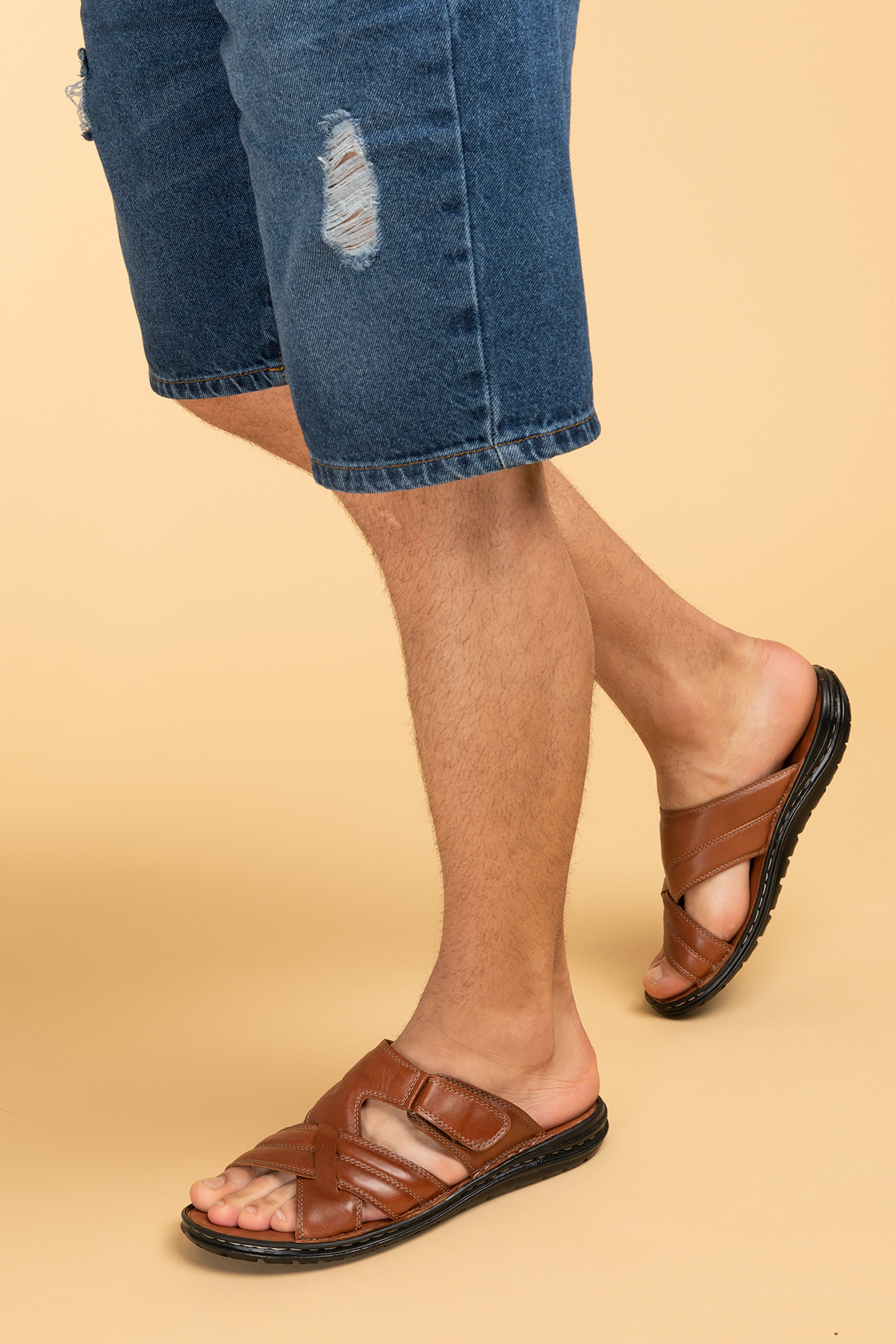 Gondol Erkek Hakiki Deri Comfort Günlük Terlik kml.143 - Görsel 5