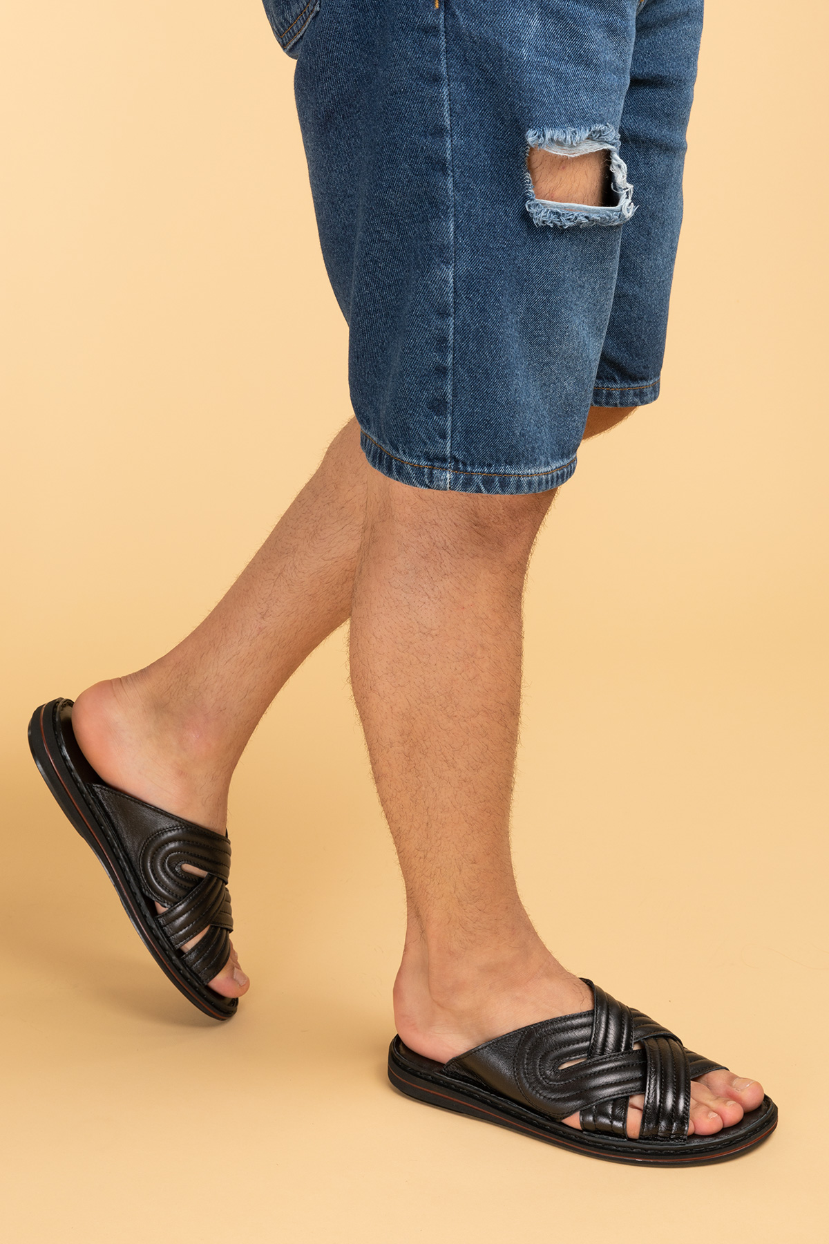 Gondol Erkek Hakiki Deri Comfort Günlük Şık Terlik kml.140 - Görsel 6