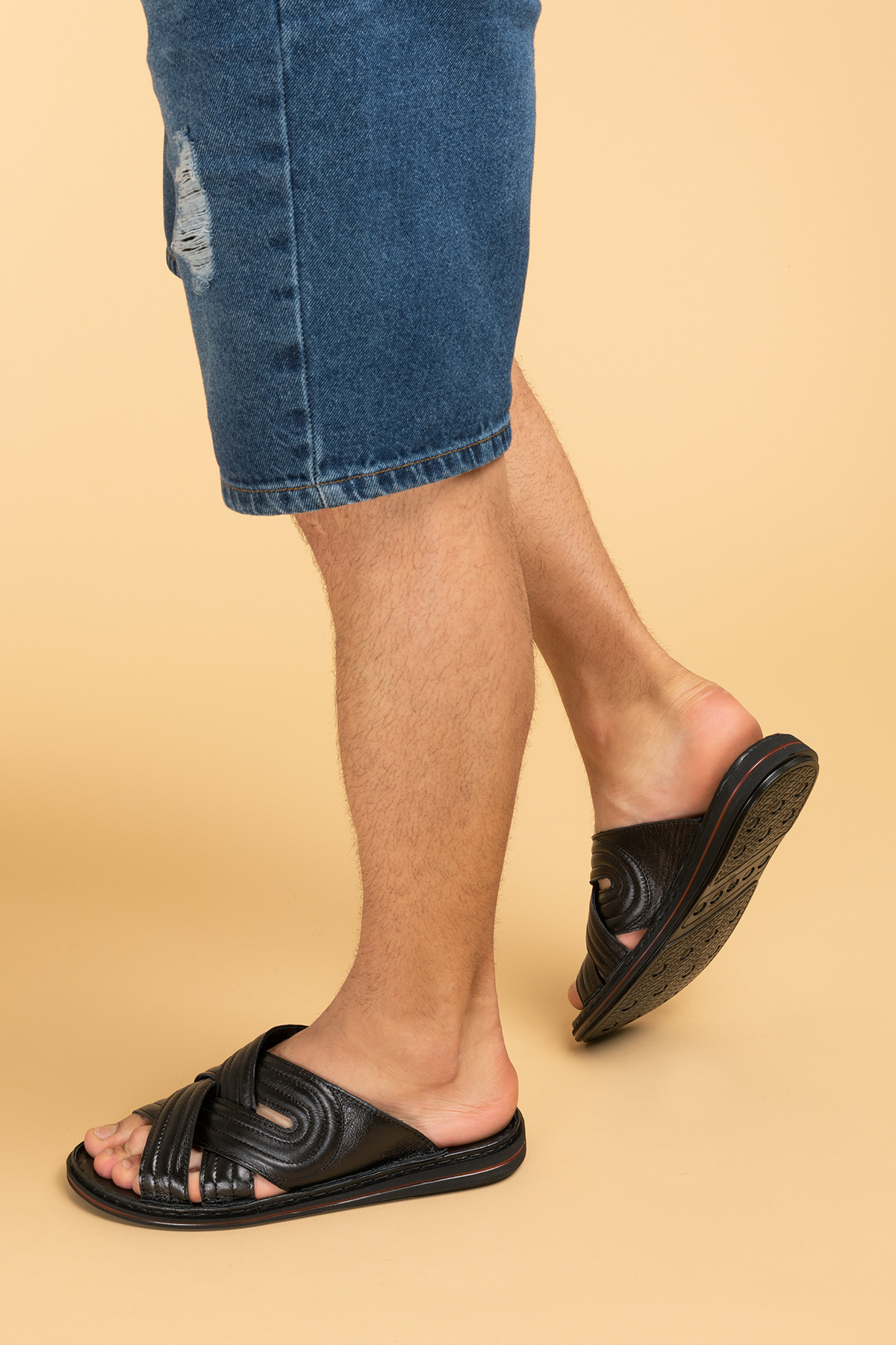 Gondol Erkek Hakiki Deri Comfort Günlük Şık Terlik kml.140 - Görsel 7