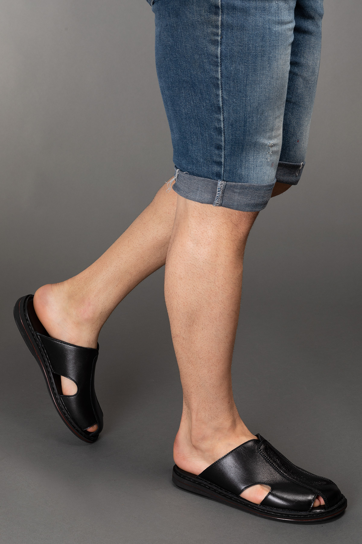 Gondol Hakiki Deri Önü Kapalı Yumusak Taban Terlik kml.103 - Görsel 8