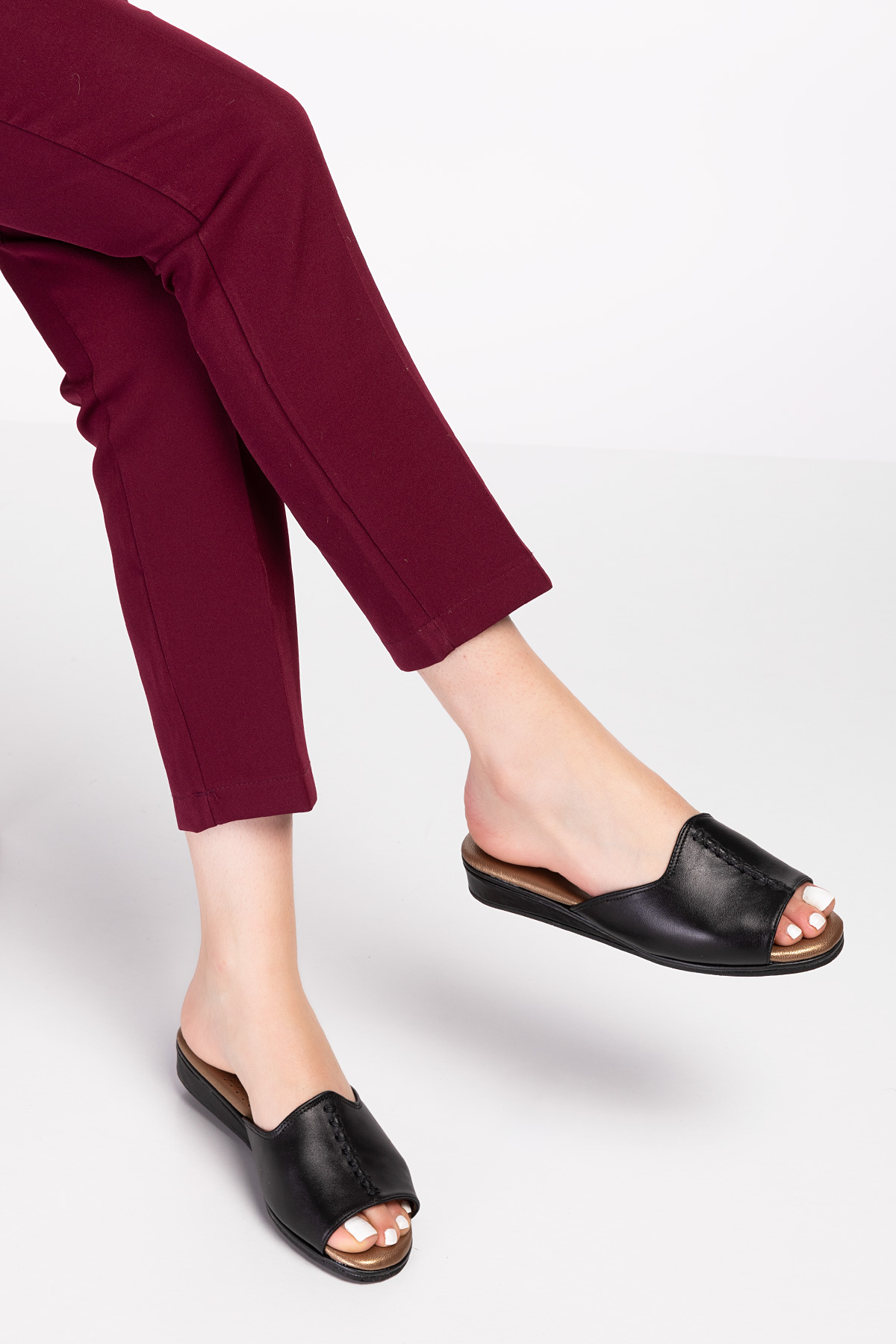 Gondol Kadın Hakiki Deri Şık Rahat Ev Terliği kayaş.132 - Görsel 4