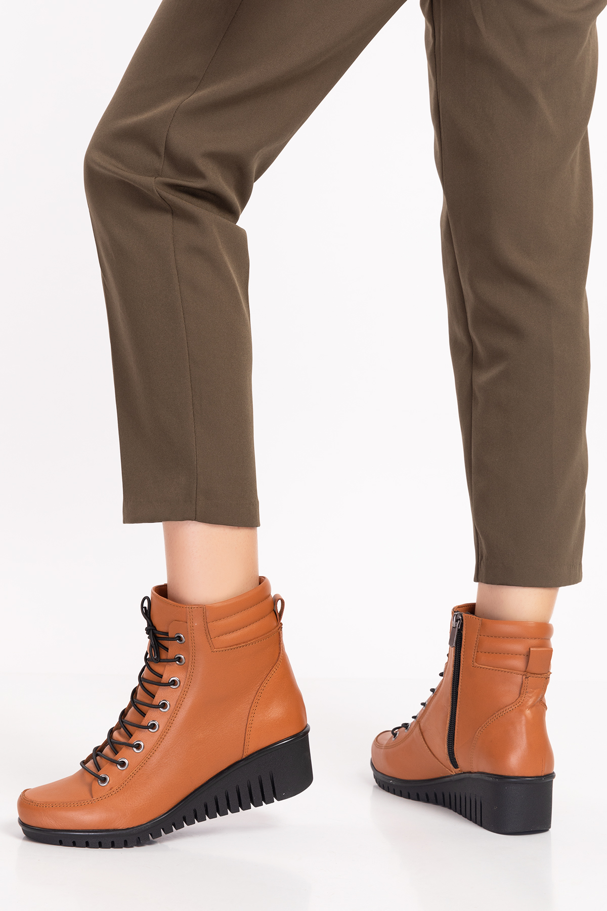 Gondol Kadın Hakiki Deri Kaymaz Dolgu Topuk Fermuarlı Bot esfa.2451 - Görsel 5