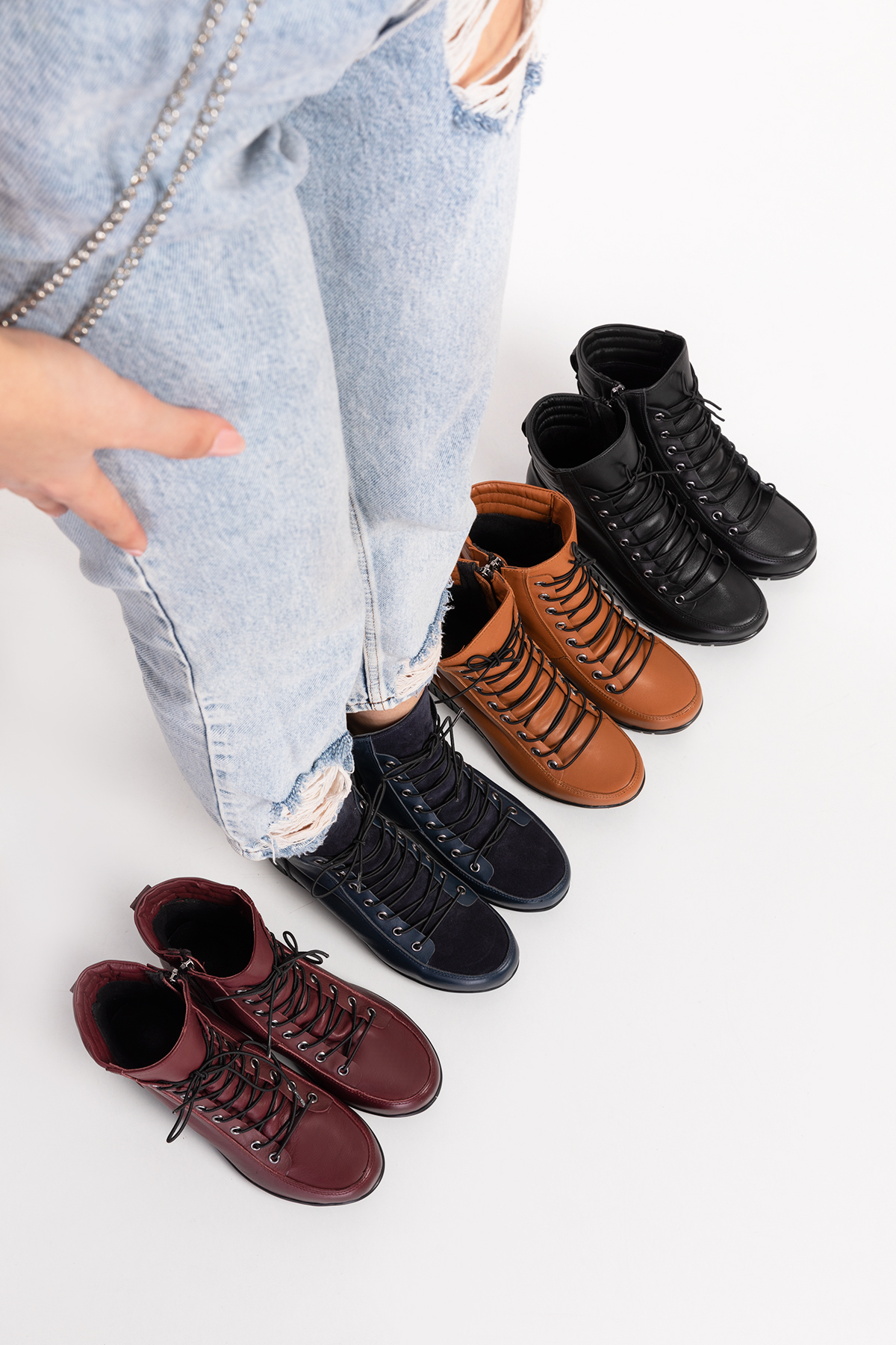 Gondol Kadın Hakiki Deri Kaymaz Dolgu Topuk Fermuarlı Bot esfa.2451 - Görsel 6