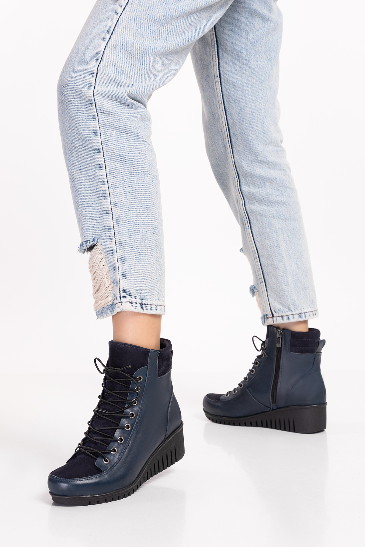 Gondol Kadın Hakiki Deri Kaymaz Dolgu Topuk Fermuarlı Bot esfa.2451 - Görsel 4