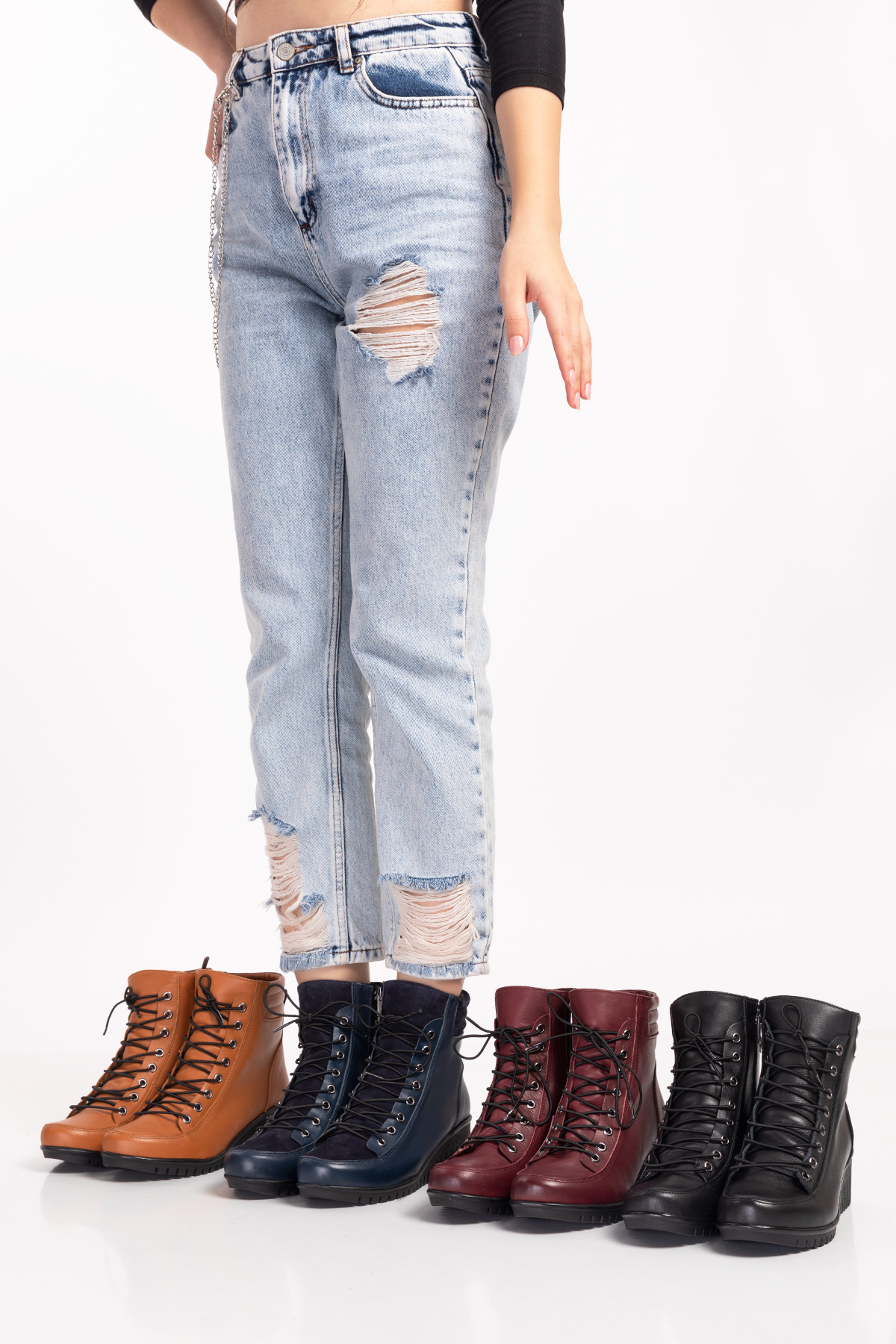 Gondol Kadın Hakiki Deri Kaymaz Dolgu Topuk Fermuarlı Bot esfa.2451 - Görsel 6