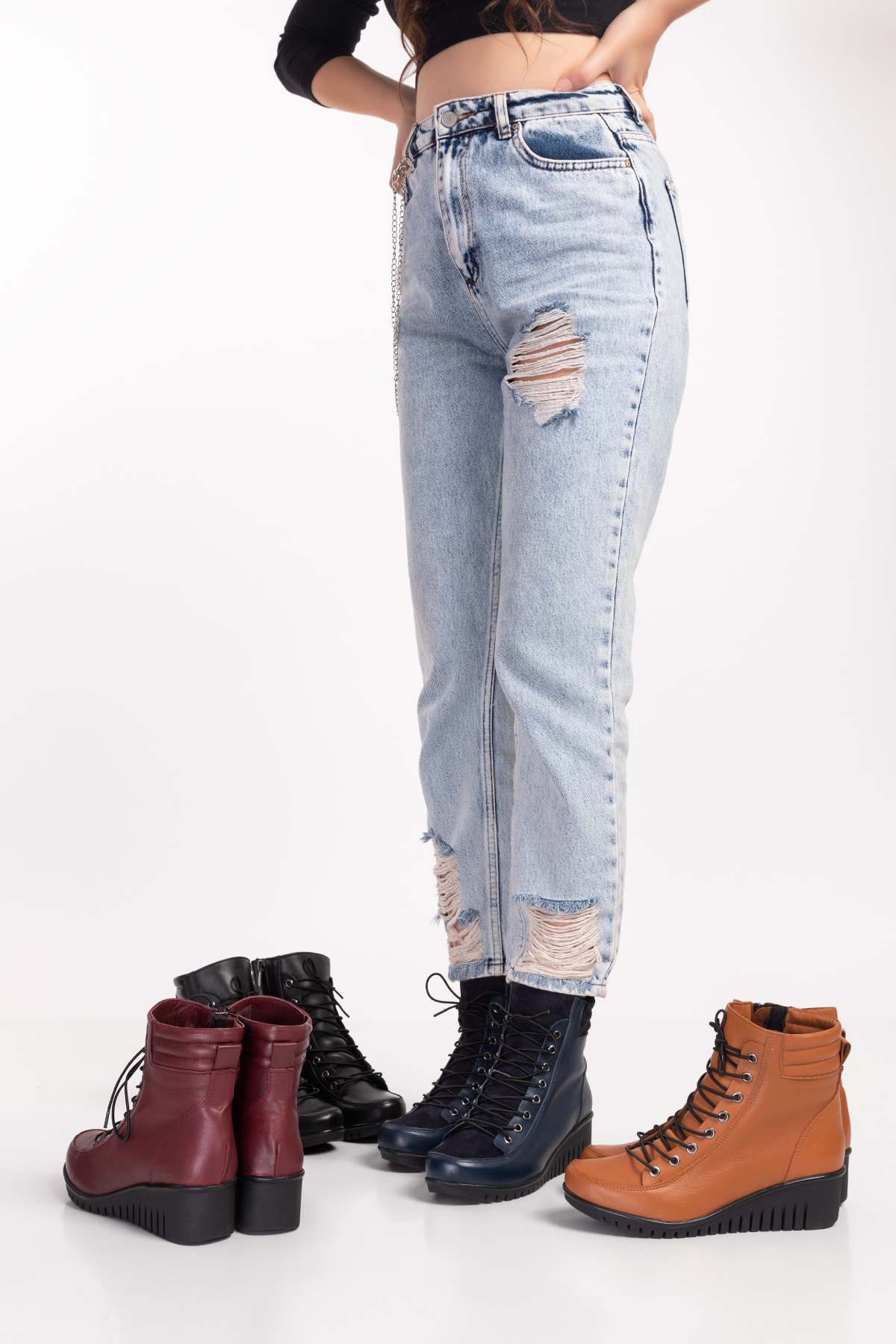 Gondol Kadın Hakiki Deri Kaymaz Dolgu Topuk Fermuarlı Bot esfa.2451 - Görsel 7