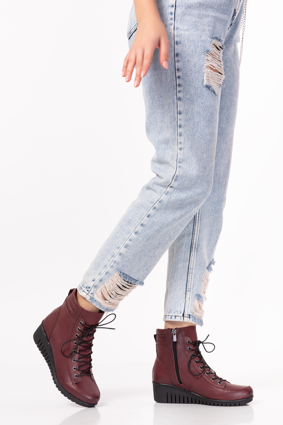 Gondol Kadın Hakiki Deri Kaymaz Dolgu Topuk Fermuarlı Bot esfa.2451 - Görsel 3