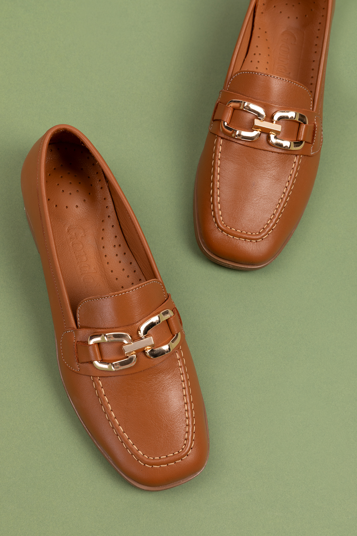 Gondol Hakiki Deri Kadın Köşeli Burun Loafer esl.b06 - Görsel 7