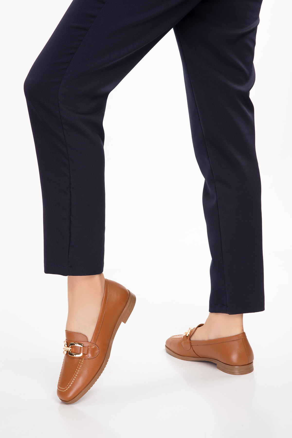 Gondol Hakiki Deri Kadın Köşeli Burun Loafer esl.b06 - Görsel 9