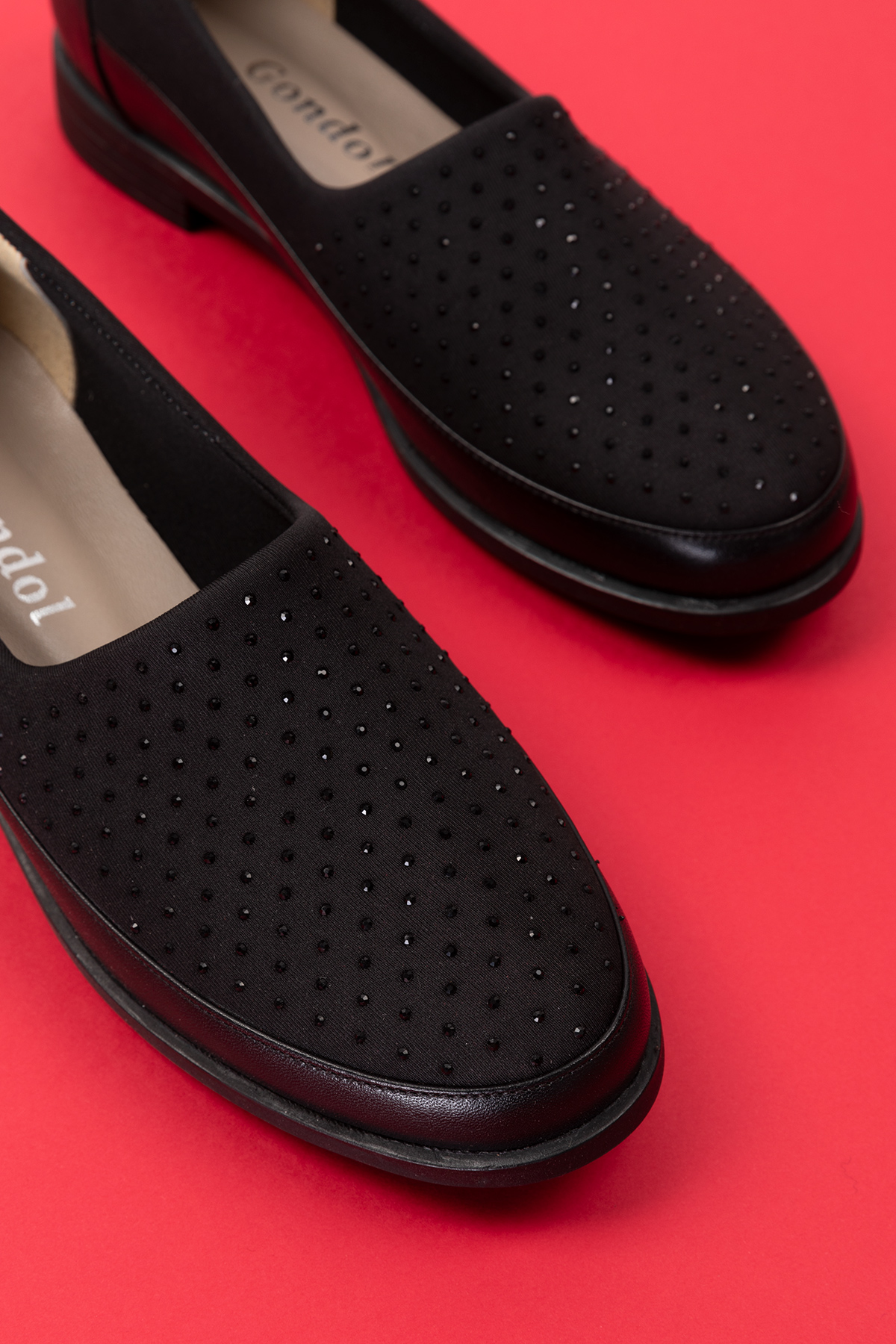 Gondol Hakiki Deri Üzeri Strecli Taş Detaylı Günlük Ayakkabı vdt.194 - Görsel 3