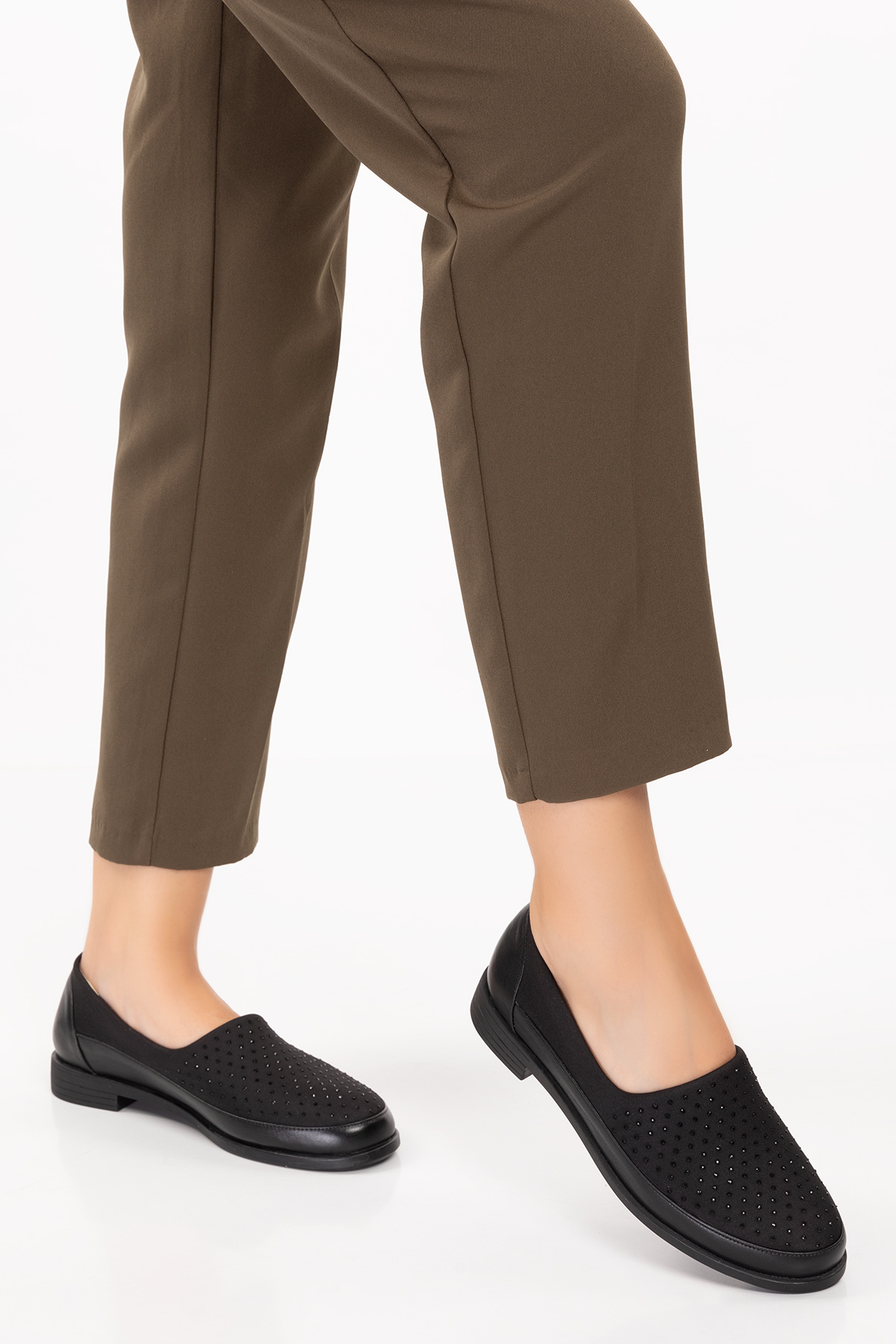 Gondol Hakiki Deri Üzeri Strecli Taş Detaylı Günlük Ayakkabı vdt.194 - Görsel 7