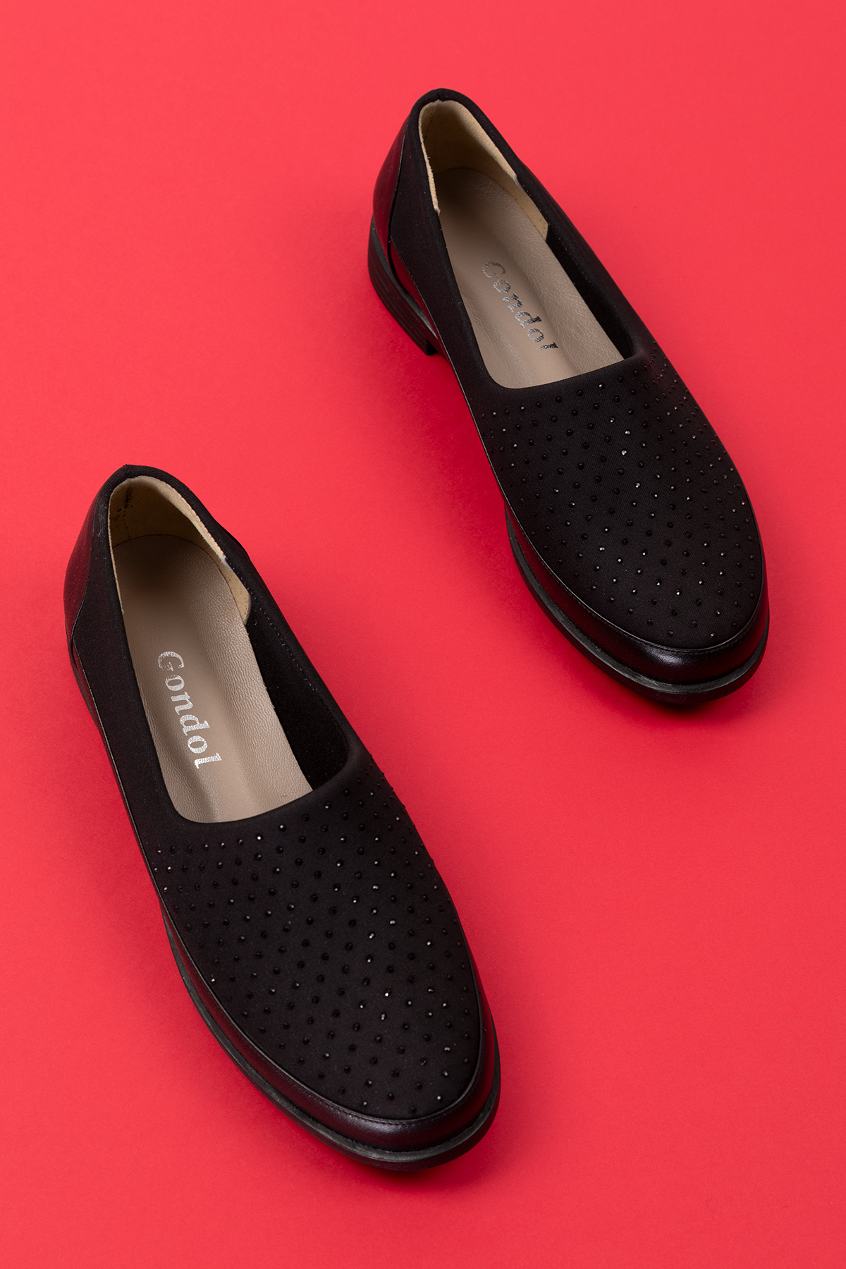 Gondol Hakiki Deri Üzeri Strecli Taş Detaylı Günlük Ayakkabı vdt.194 - Görsel 8